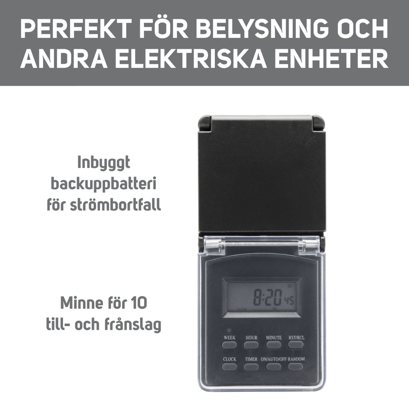 Luxorparts Digital timer 7 dygn för utomhusbruk