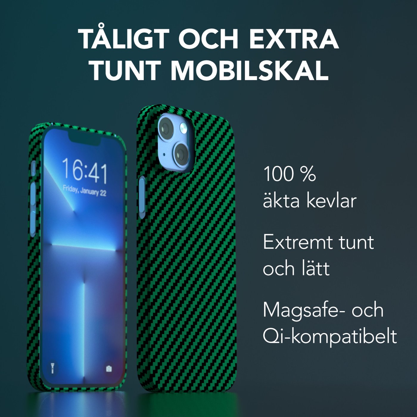 Linocell Premium Kevlar Tåligt skal för iPhone 13 Mini Grön