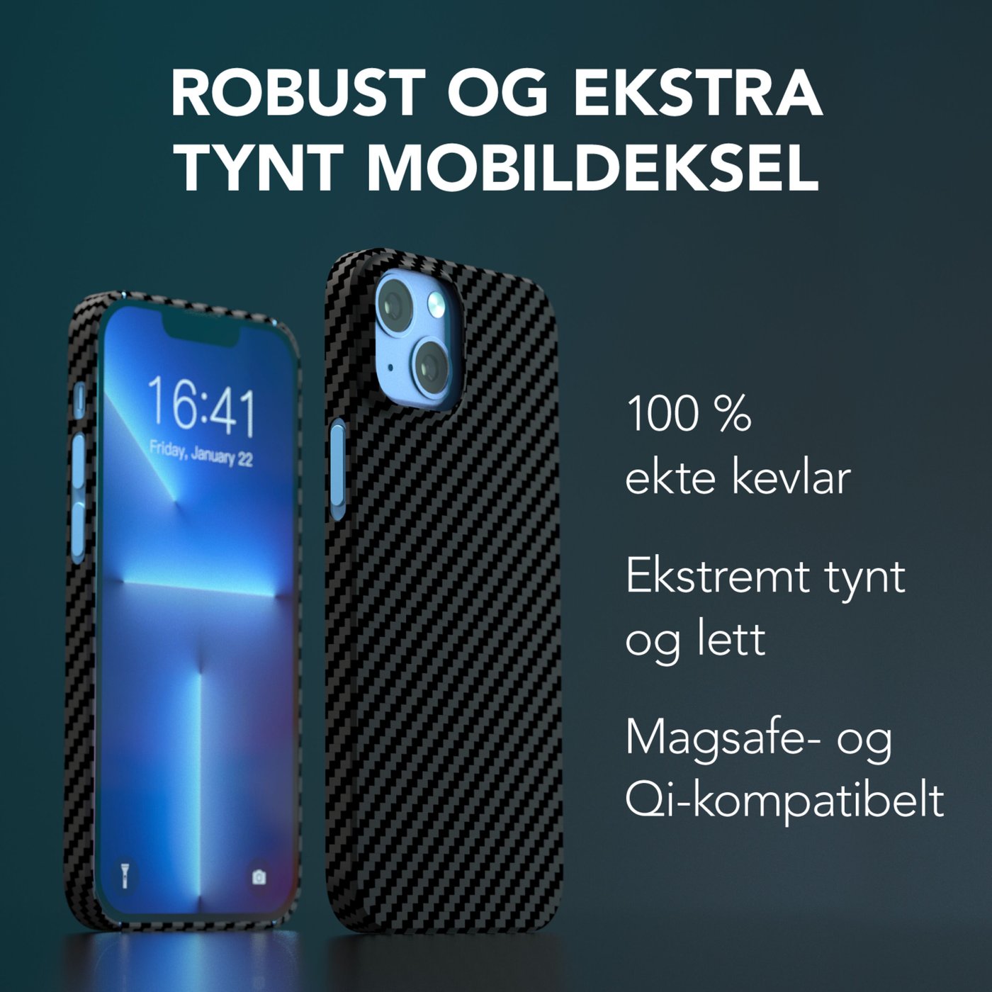 Linocell Premium Kevlar Robust deksel for iPhone 13 Mini Svart