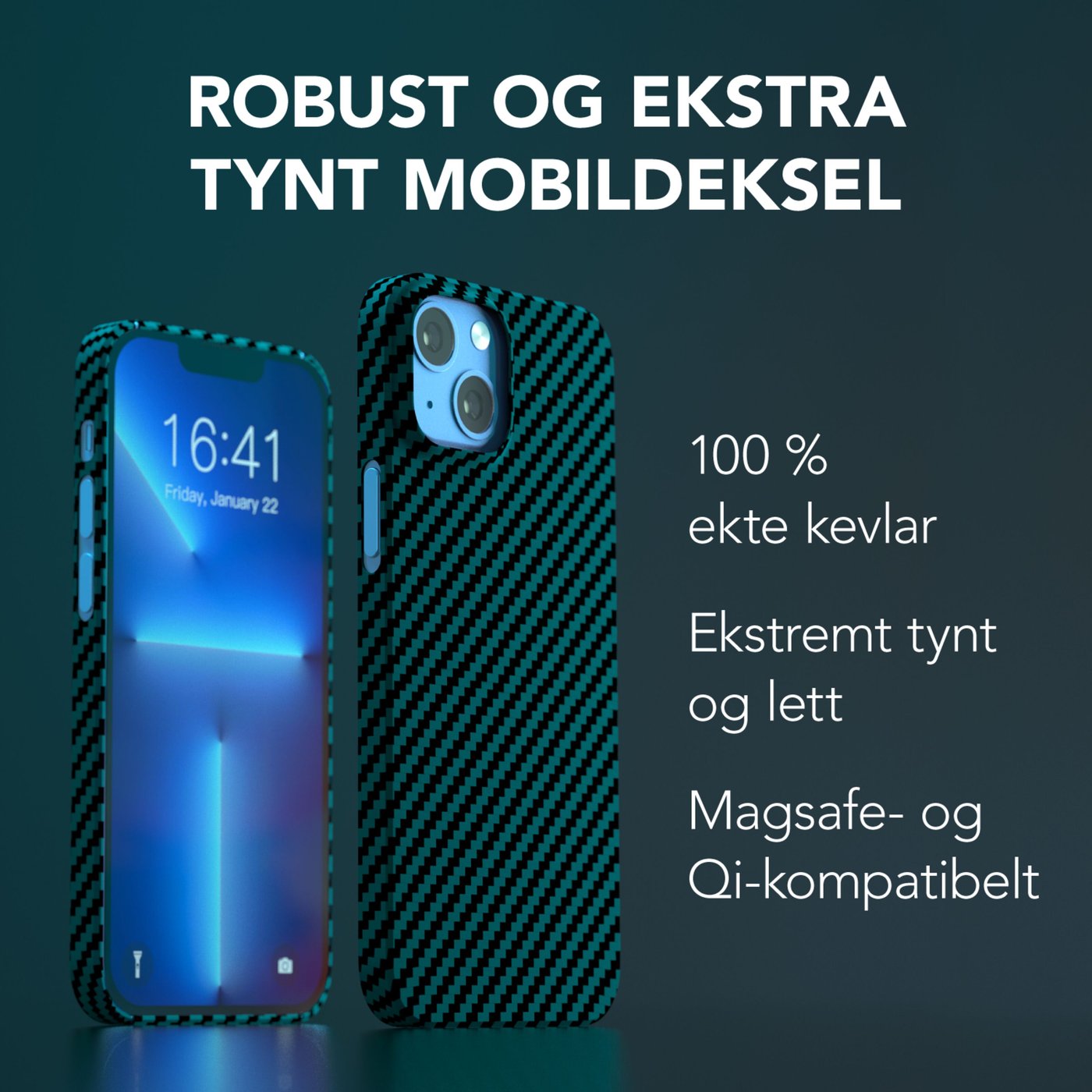 Linocell Premium Kevlar Robust deksel for iPhone 13 Mini Blå