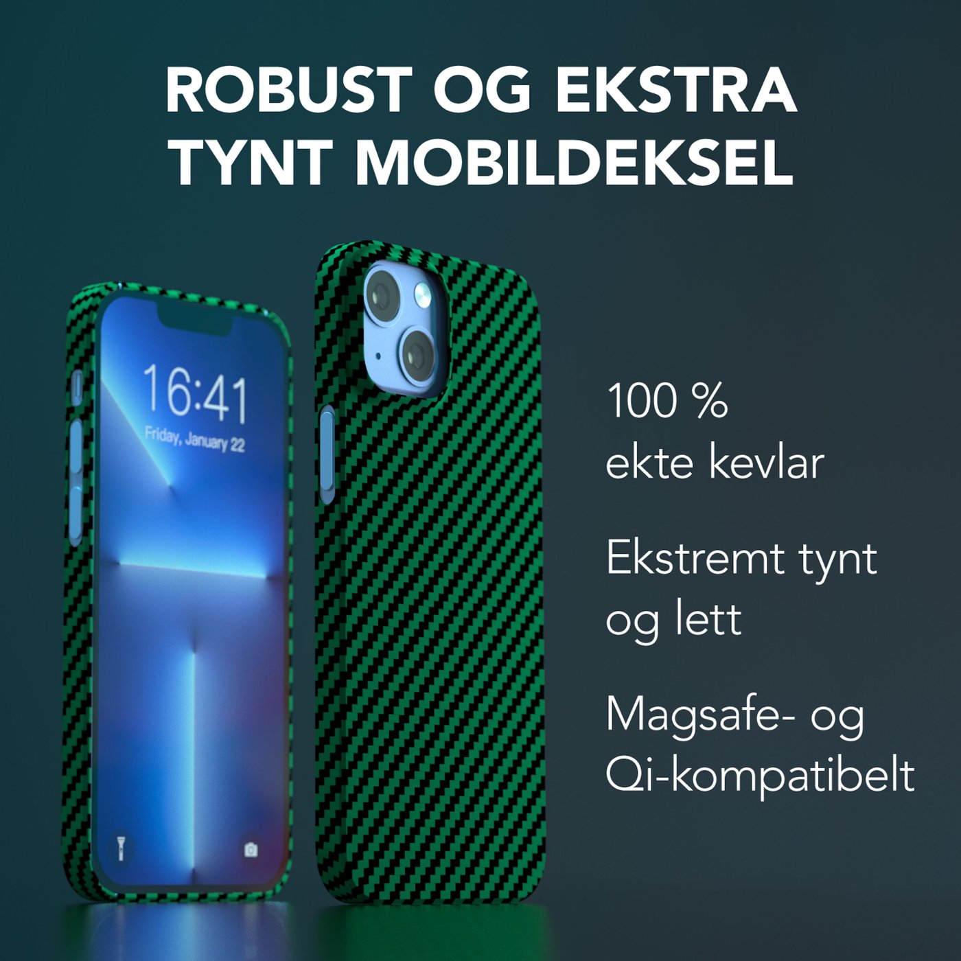 Linocell Premium Kevlar Robust deksel for iPhone 13 Mini Grønn