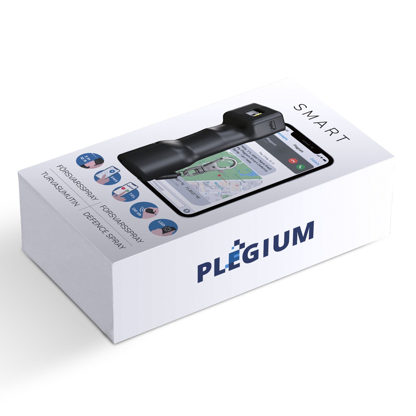 Plegium Smart försvarsspray med Bluetooth Svart