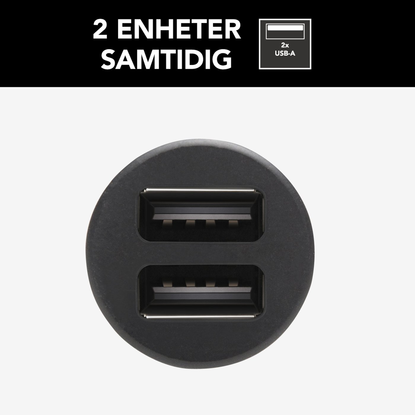 Linocell USB-billaddare med dubbla USB-portar 4,8 A Svart