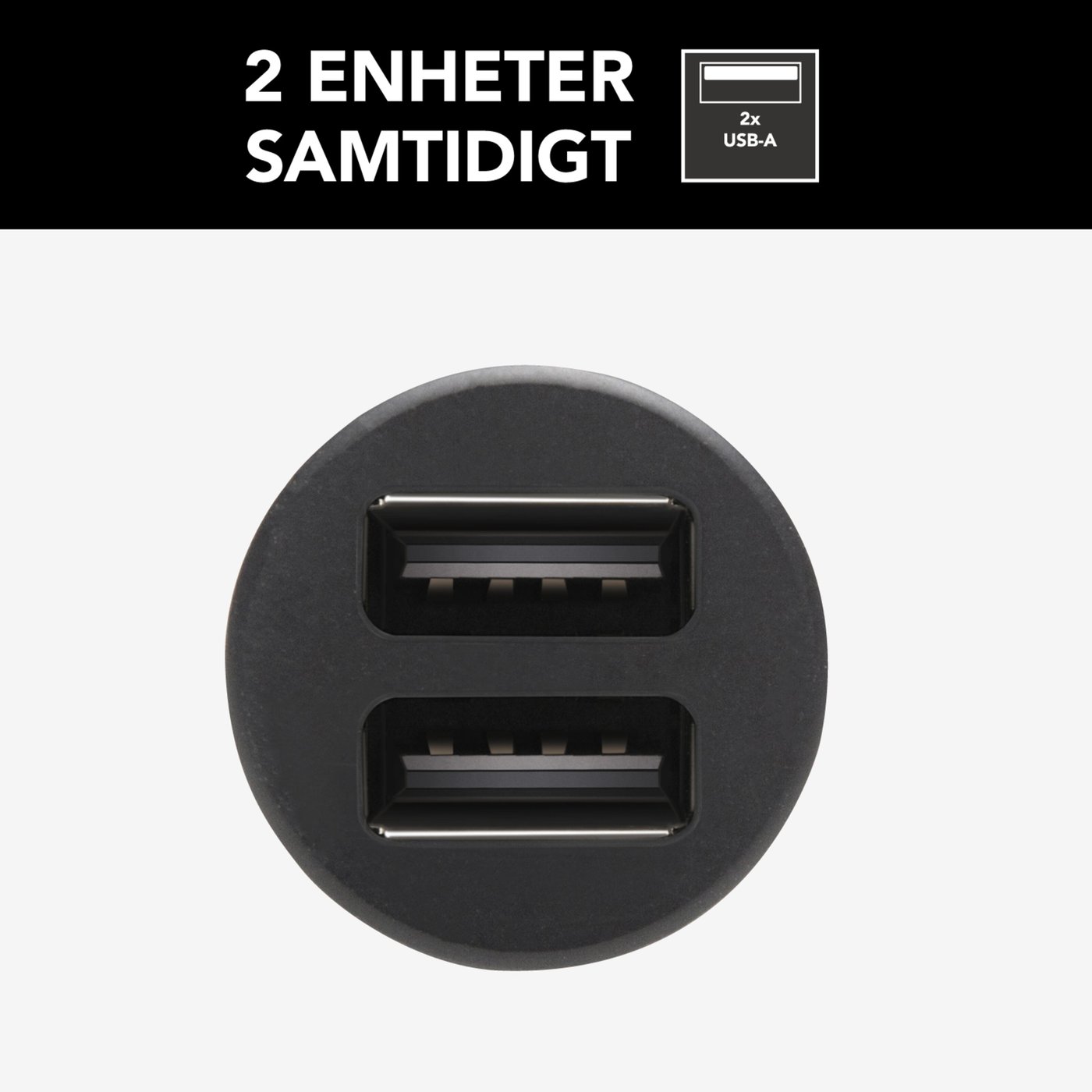 Linocell USB-billaddare med dubbla USB-portar 4,8 A Svart