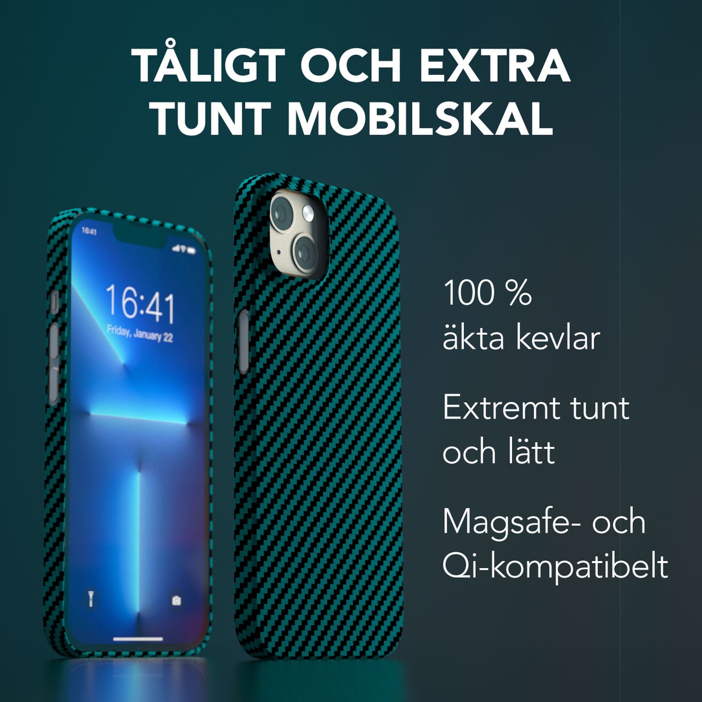 Linocell Premium Kevlar Robust deksel for iPhone 13 Blå