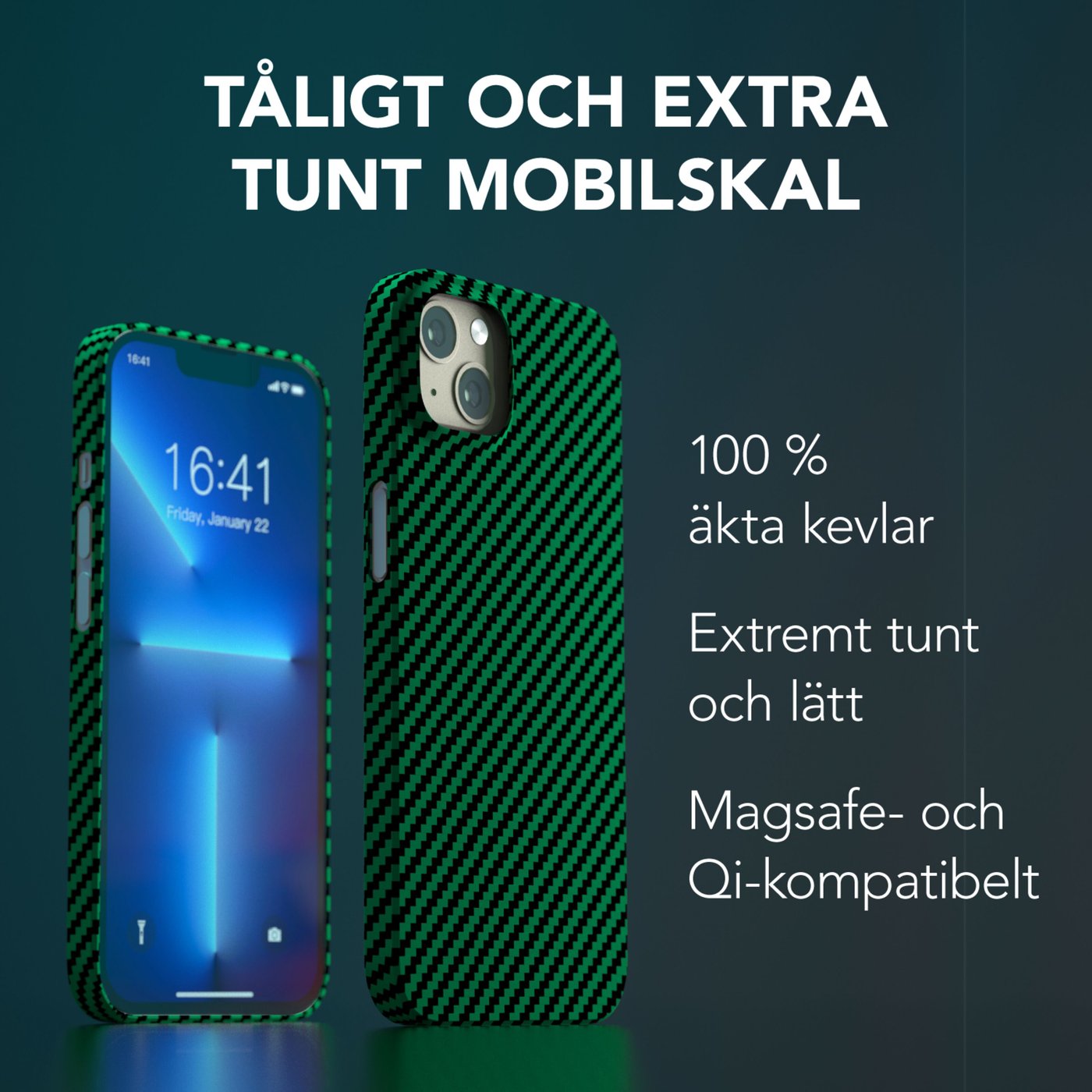 Linocell Premium Kevlar Tåligt skal för iPhone 13 Grön