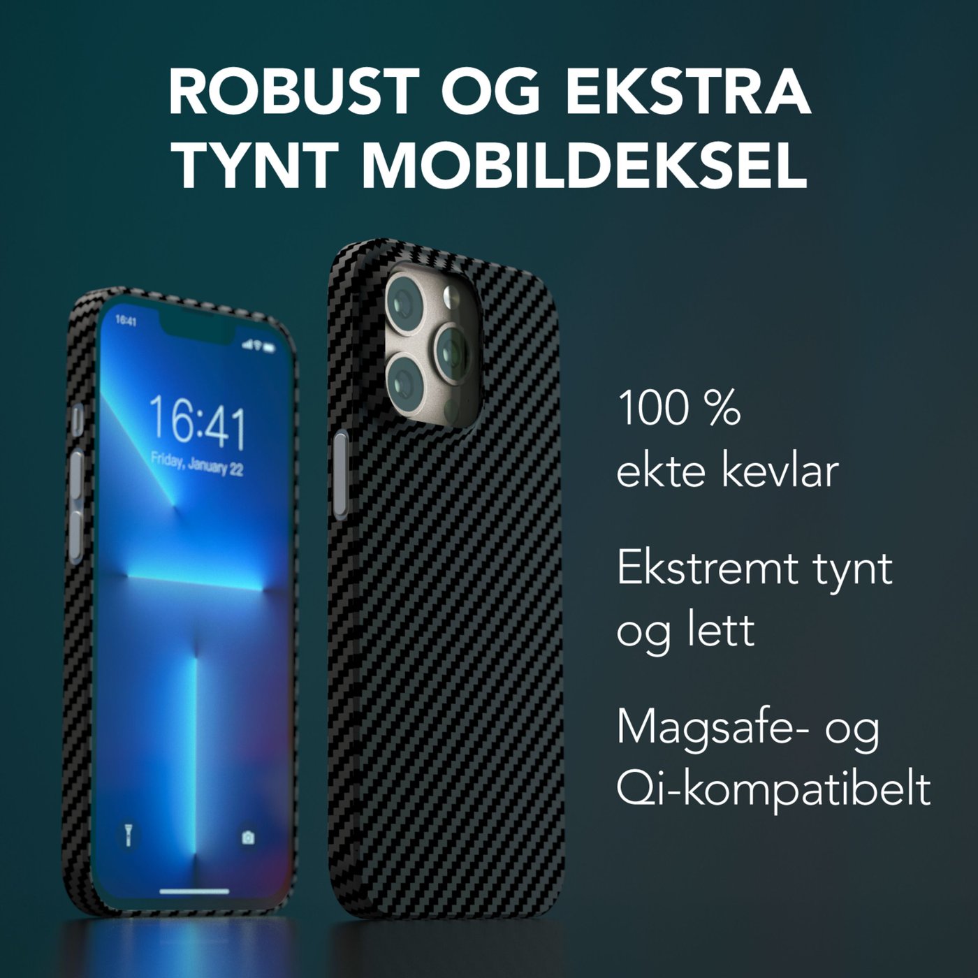 Linocell Premium Kevlar Robust deksel for iPhone 13 Pro Svart