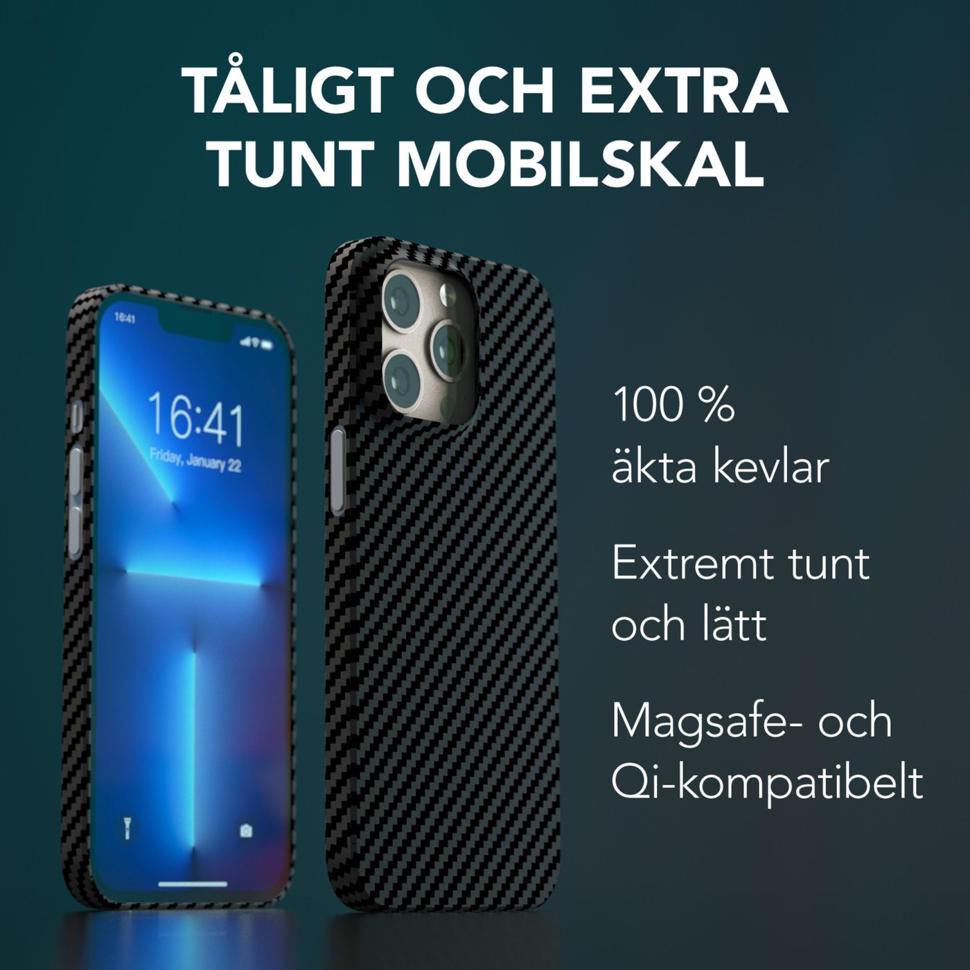 Linocell Premium Kevlar Tåligt skal för iPhone 13 Pro Svart