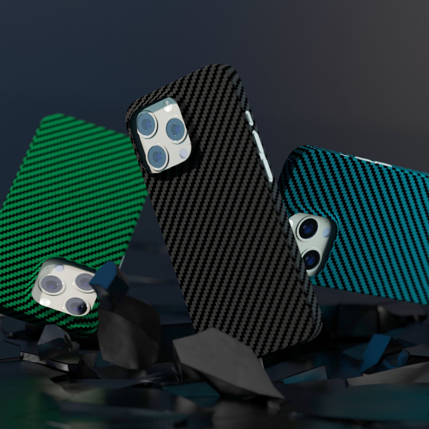 Linocell Premium Kevlar Robust deksel for iPhone 13 Pro Blå