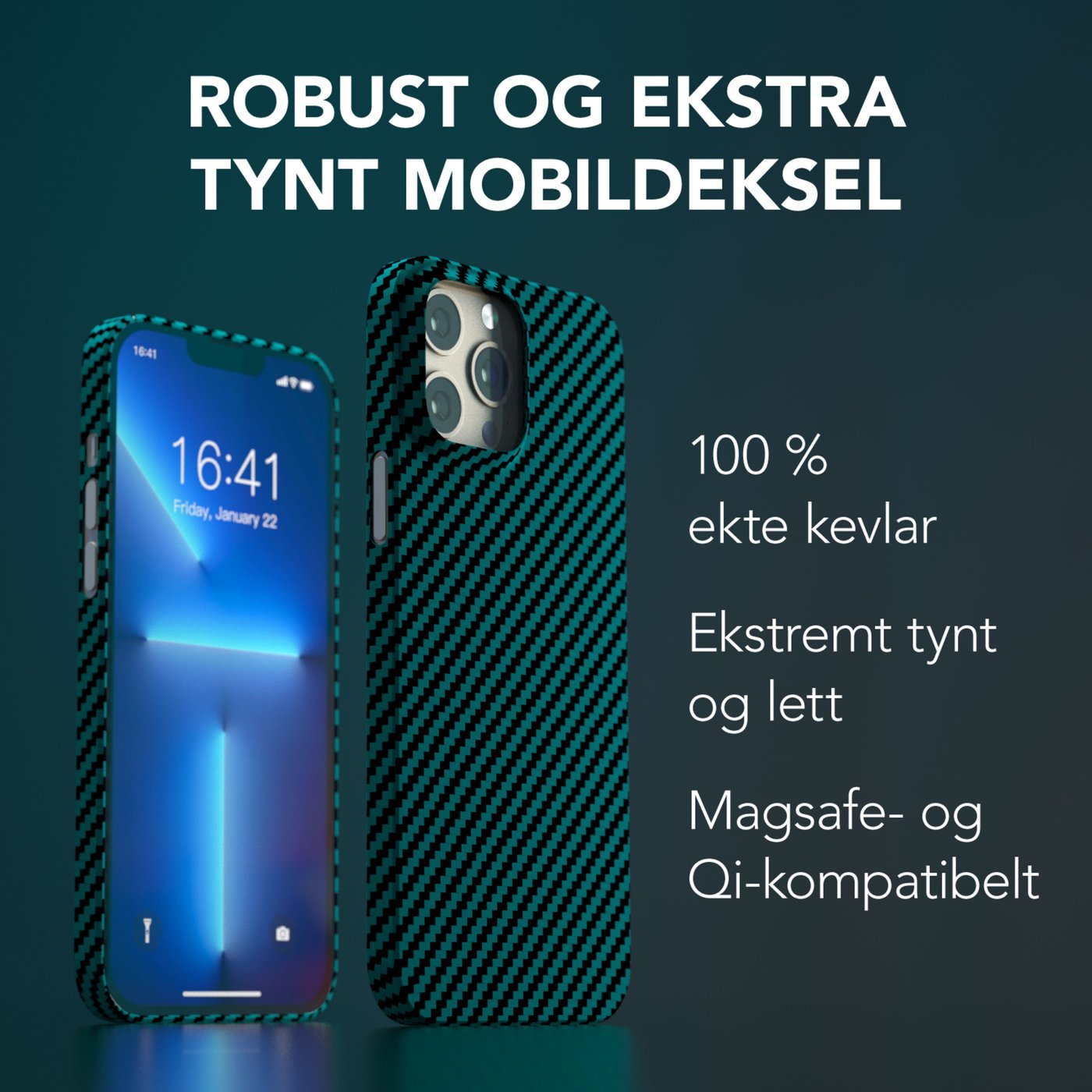 Linocell Premium Kevlar Robust deksel for iPhone 13 Pro Max Blå