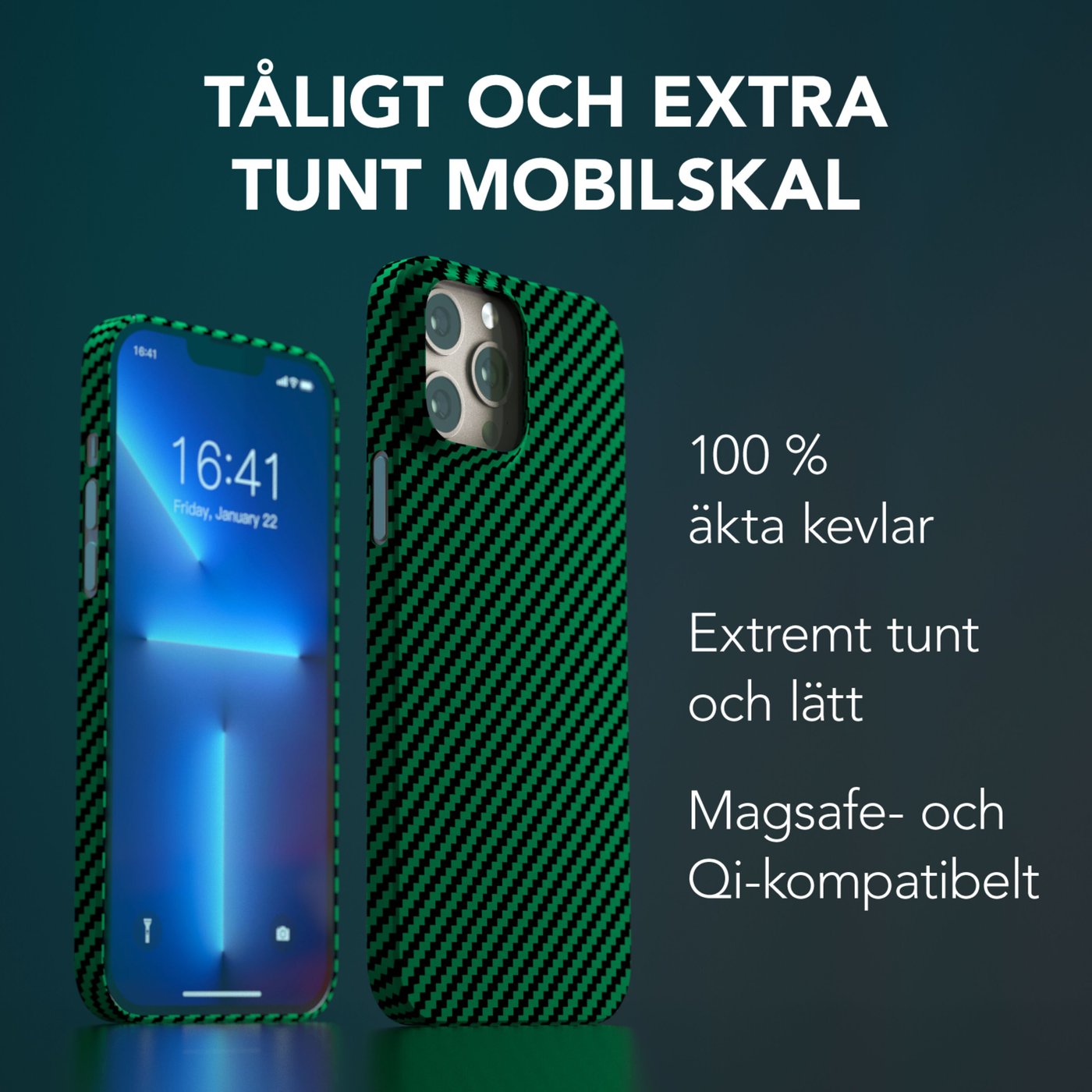 Linocell Premium Kevlar Tåligt skal för iPhone 13 Pro Max Grön