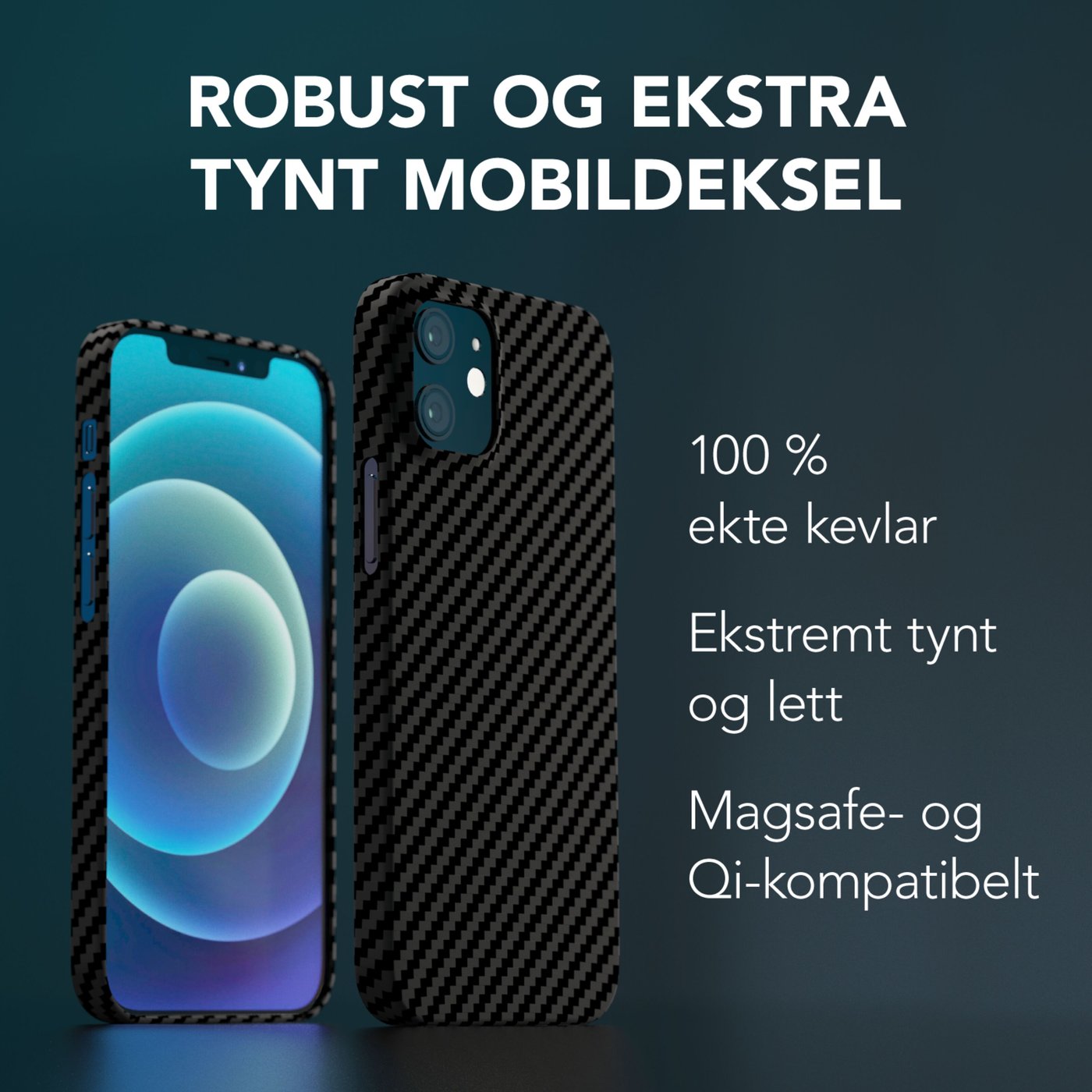 Linocell Premium Kevlar Robust deksel for iPhone 12 Mini Svart