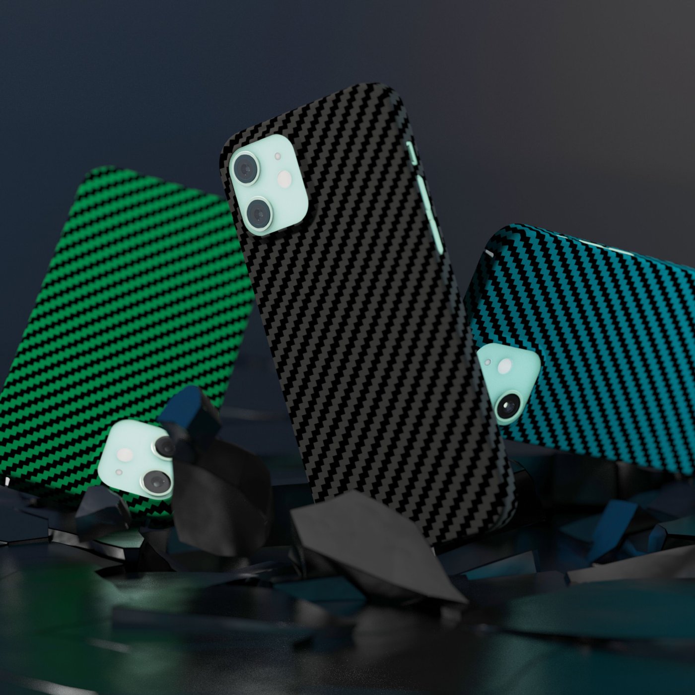 Linocell Premium Kevlar Robust deksel for iPhone 12 og 12 Pro Grønn