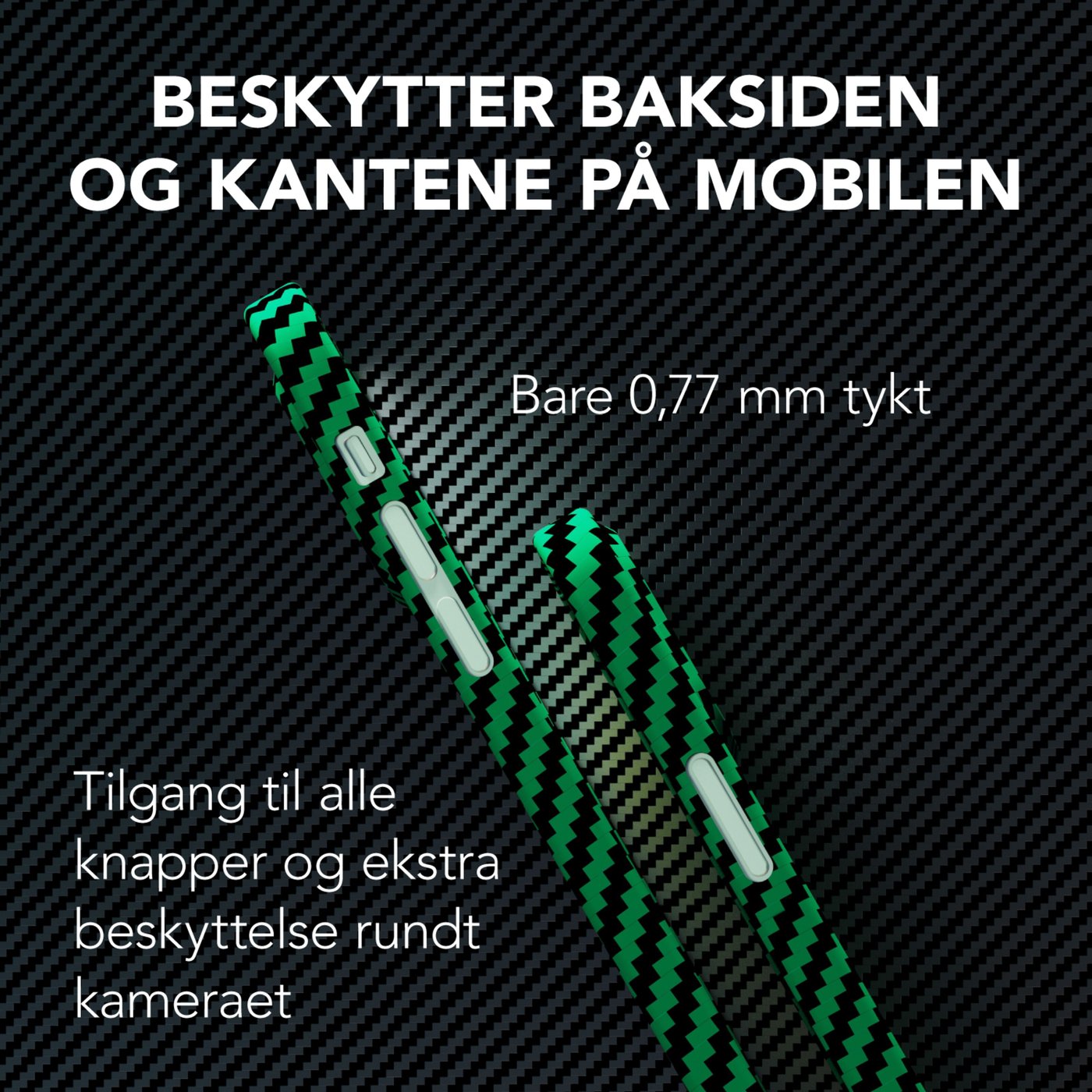 Linocell Premium Kevlar Robust deksel for iPhone 12 og 12 Pro Grønn