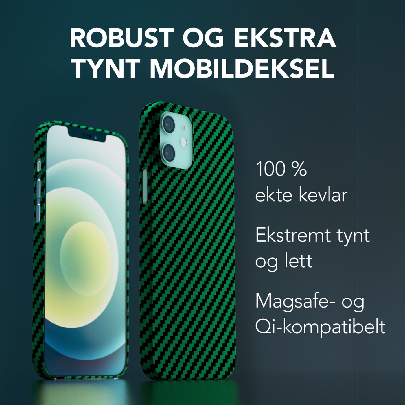 Linocell Premium Kevlar Robust deksel for iPhone 12 og 12 Pro Grønn