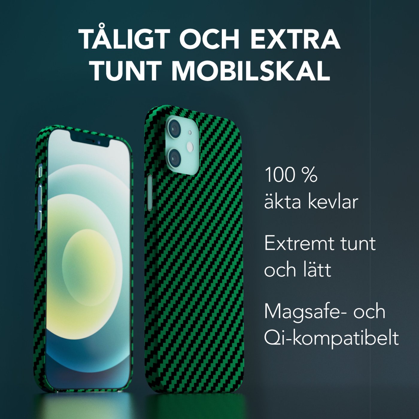 Linocell Premium Kevlar Tåligt skal för iPhone 12 & 12 Pro Grön