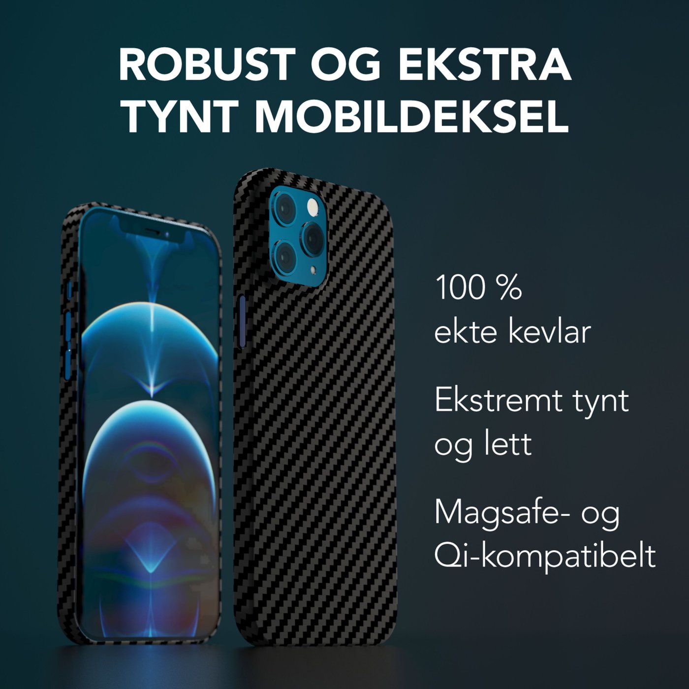 Linocell Premium Kevlar Robust deksel for iPhone 12 Pro Max Svart