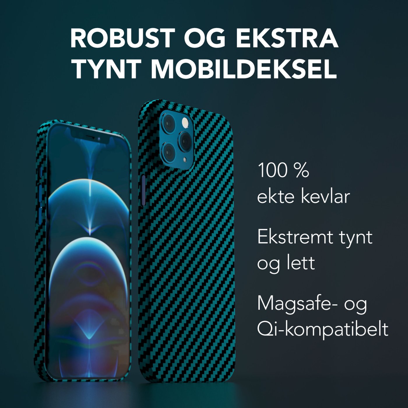 Linocell Premium Kevlar Robust deksel for iPhone 12 Pro Max Blå