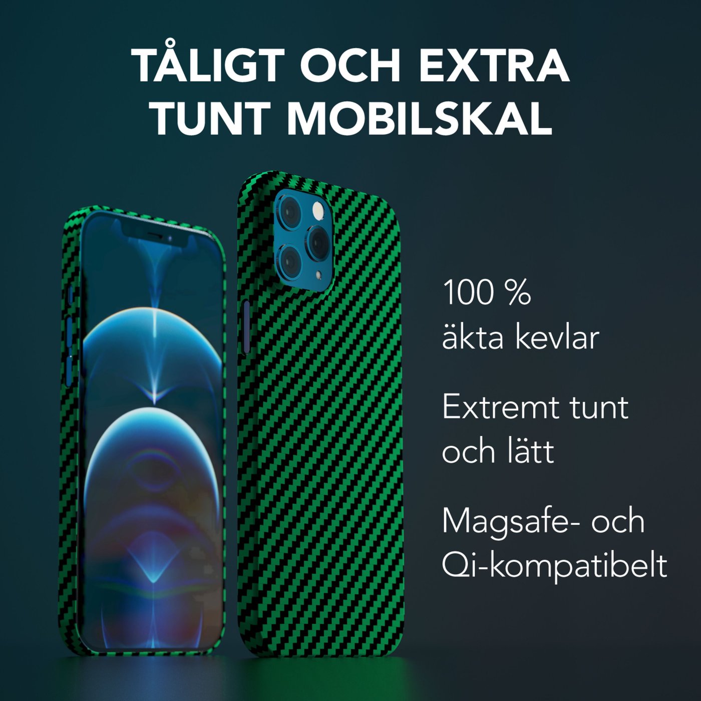 Linocell Premium Kevlar Tåligt skal för iPhone 12 Pro Max Grön