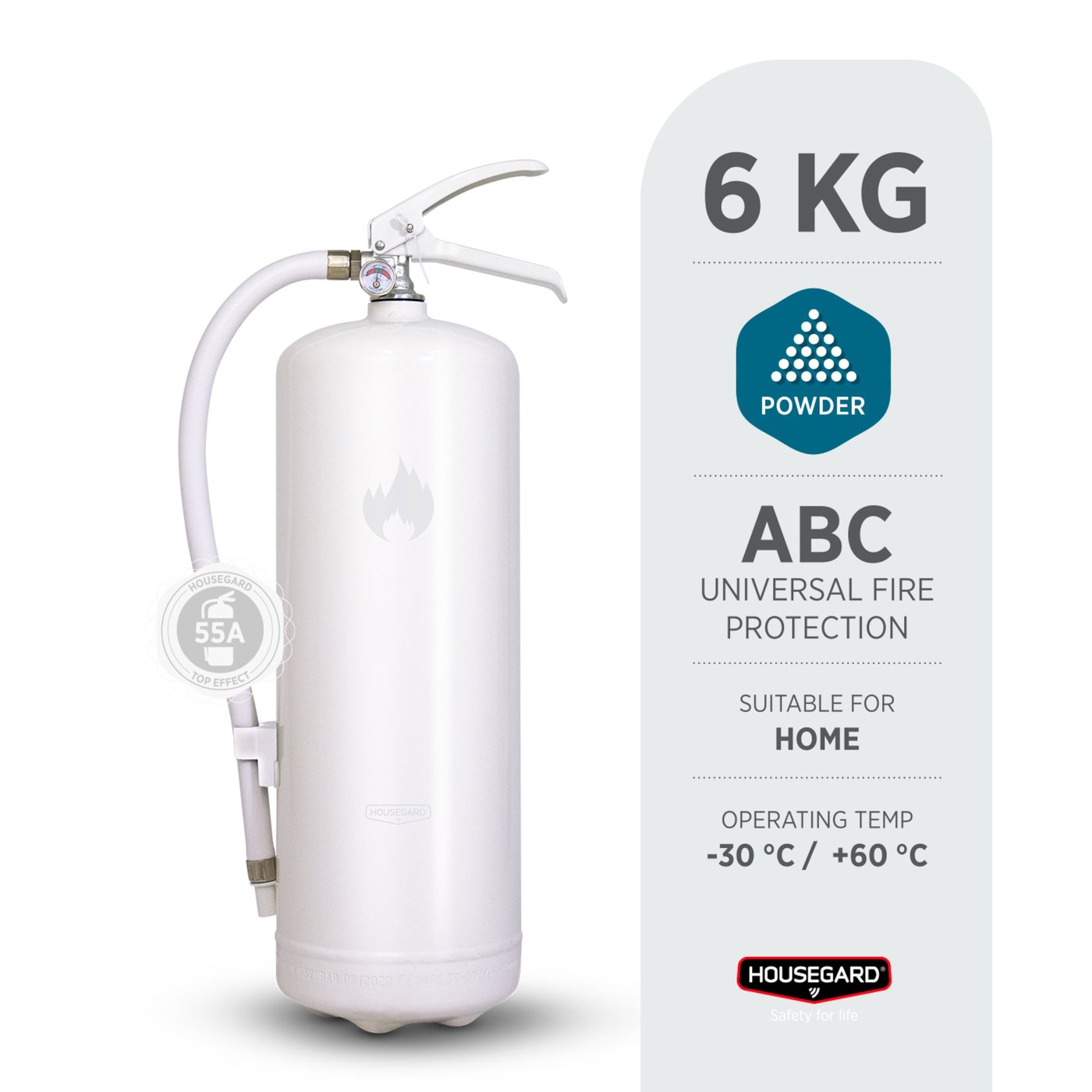 Housegard Brandsläckare Design Edition med pulver 6 kg Vit