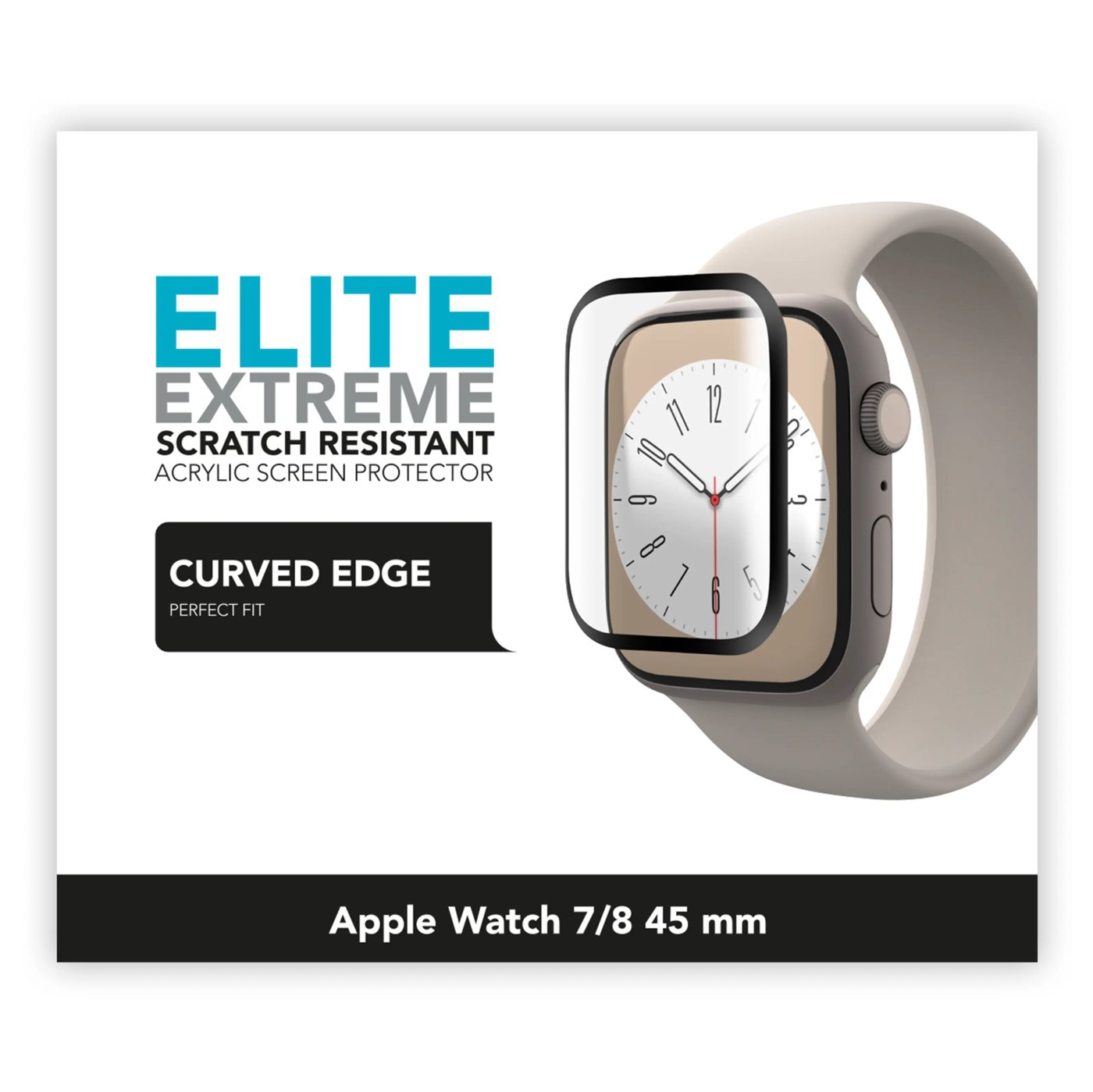 Linocell Elite Extreme Curved Skjermbeskytter for Apple Watch Series 7, 8 og 9 45 mm