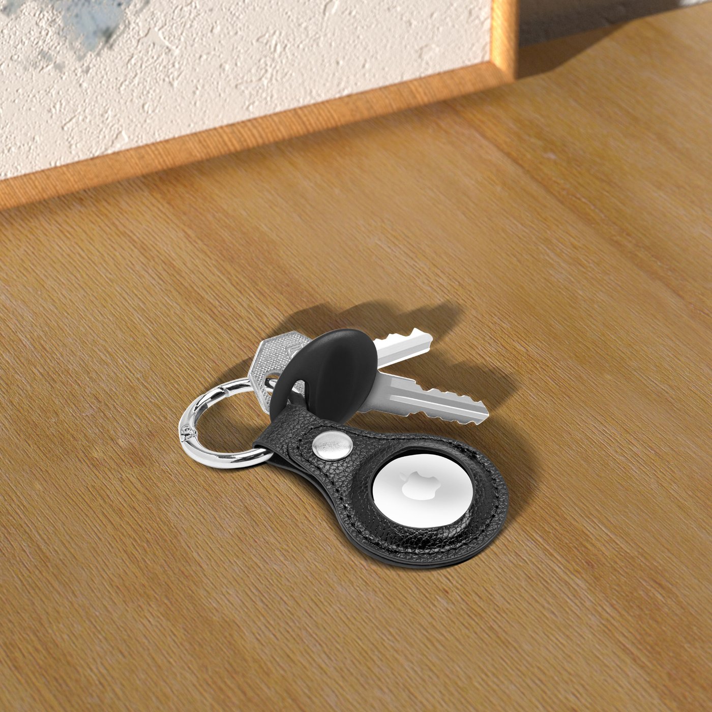 Linocell AirTag Nøkkelring i vegansk skinn Svart