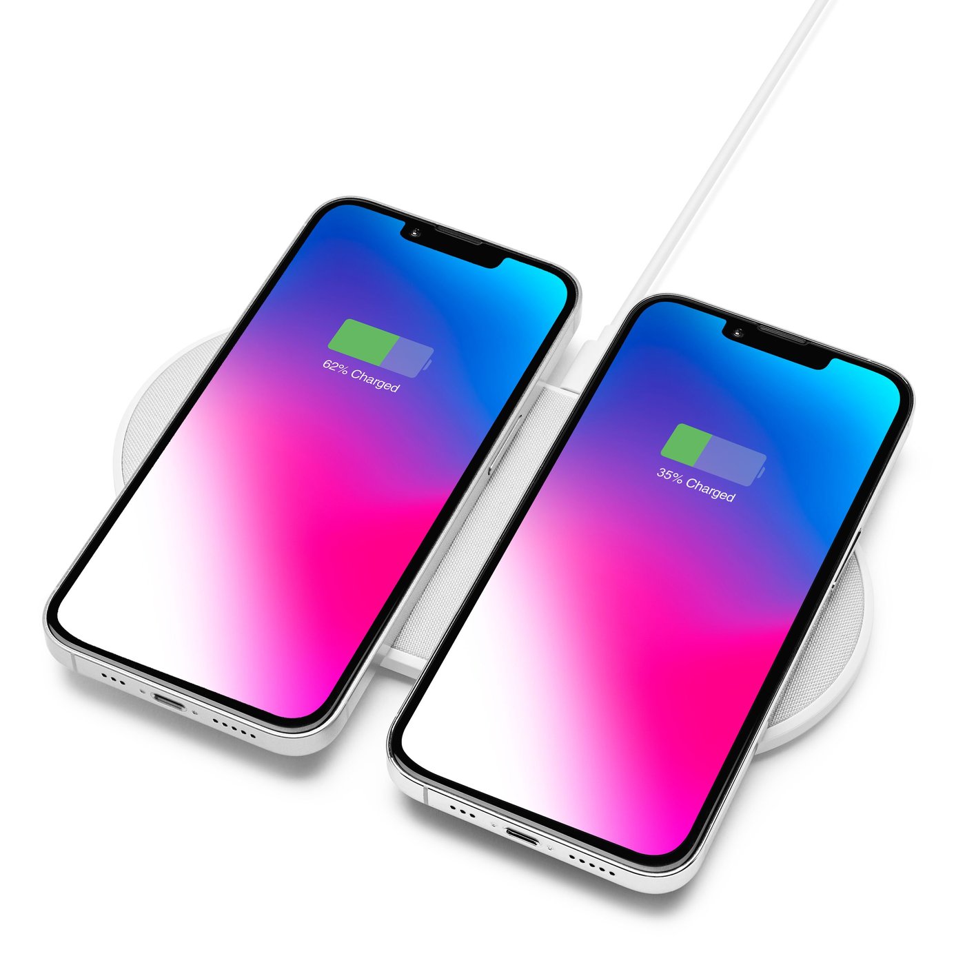 Linocell Dobbel trådløs QI-hurtiglader 15 W Hvit