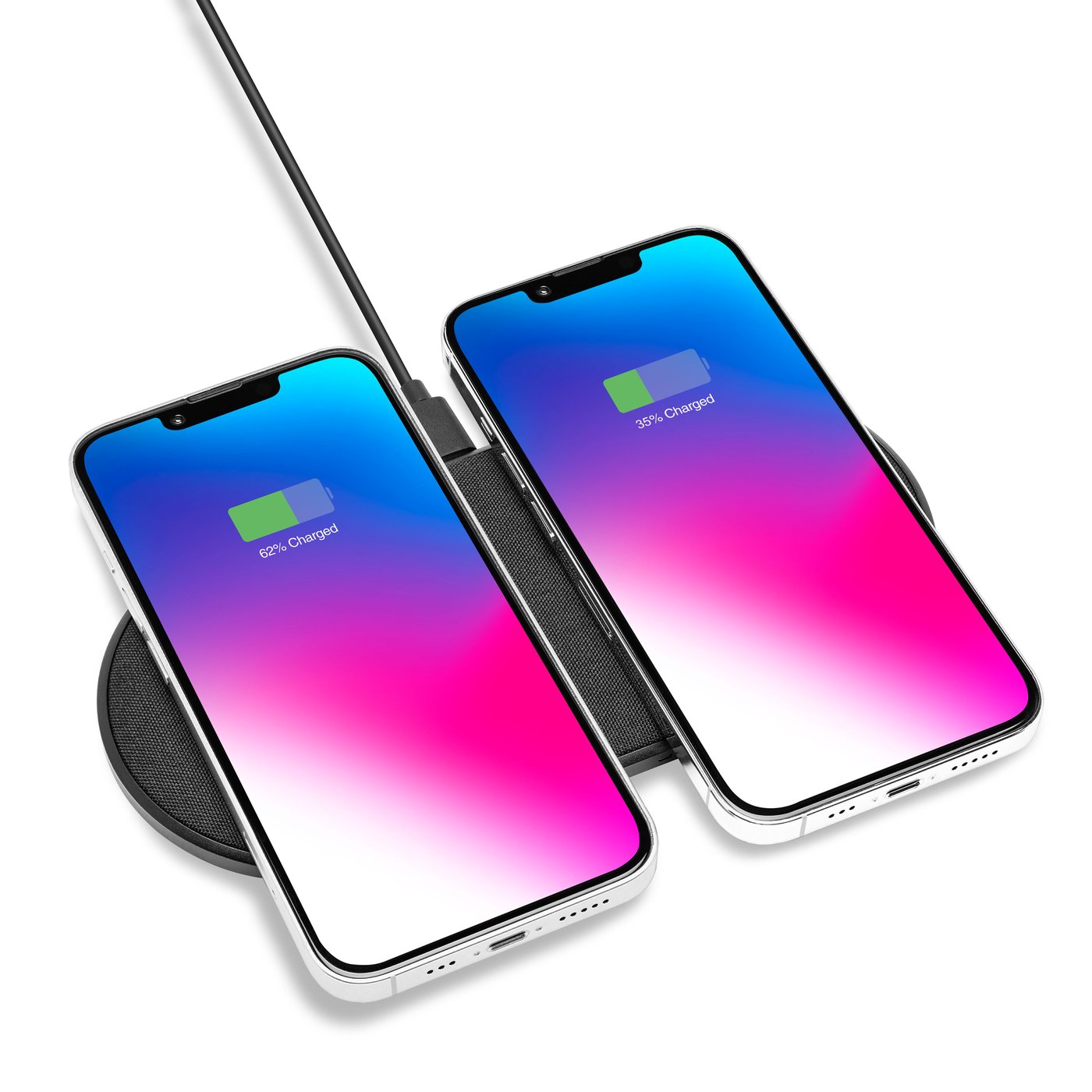 Linocell Dubbel Trådlös QI-snabbladdare 2x 15 W Svart