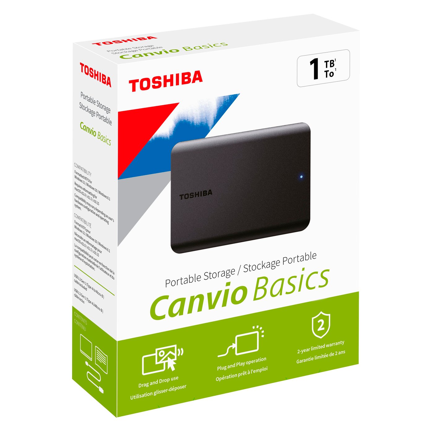 Toshiba Canvio Basics Ekstern harddisk 1 TB