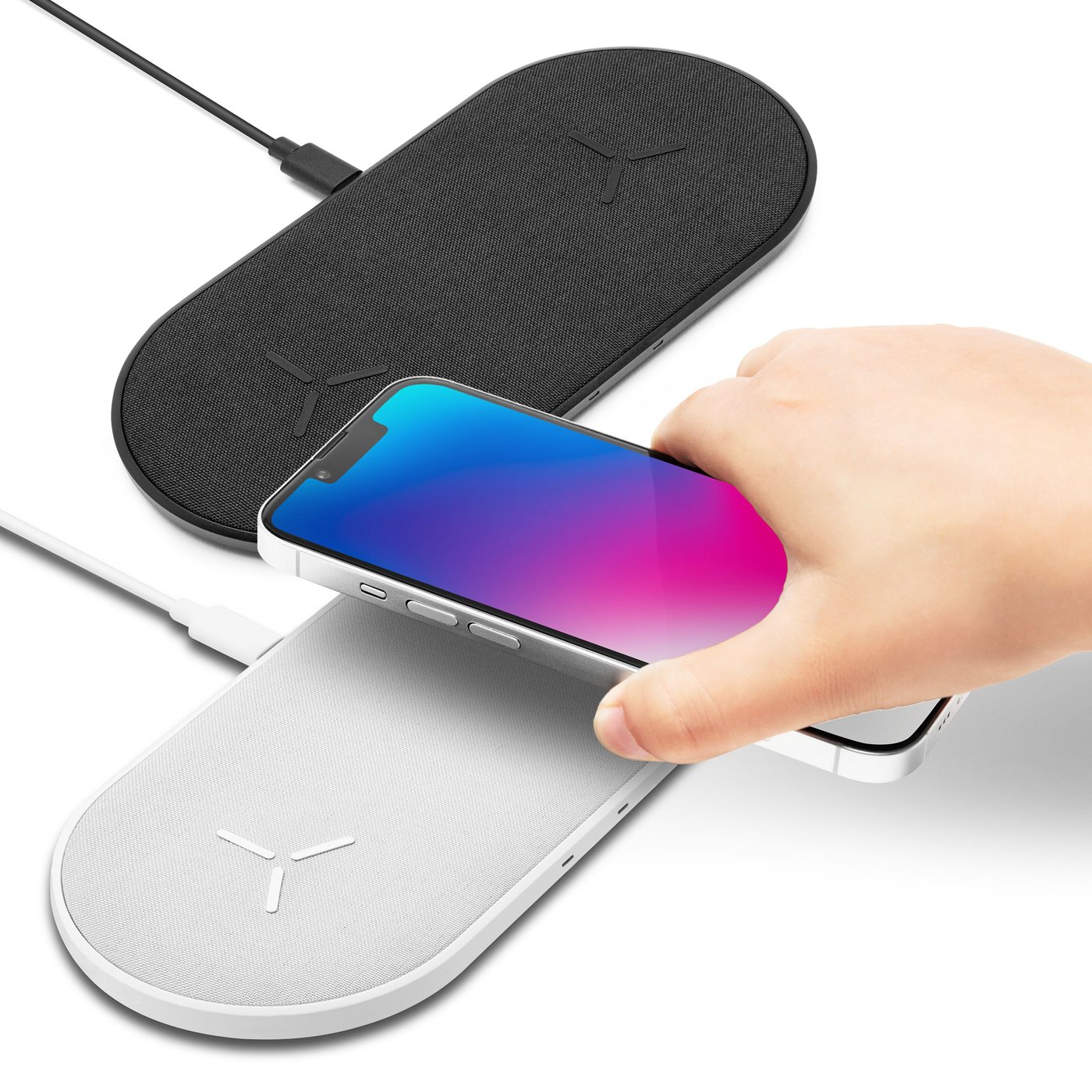 Linocell Dobbel trådløs QI-hurtiglader 15 W Hvit