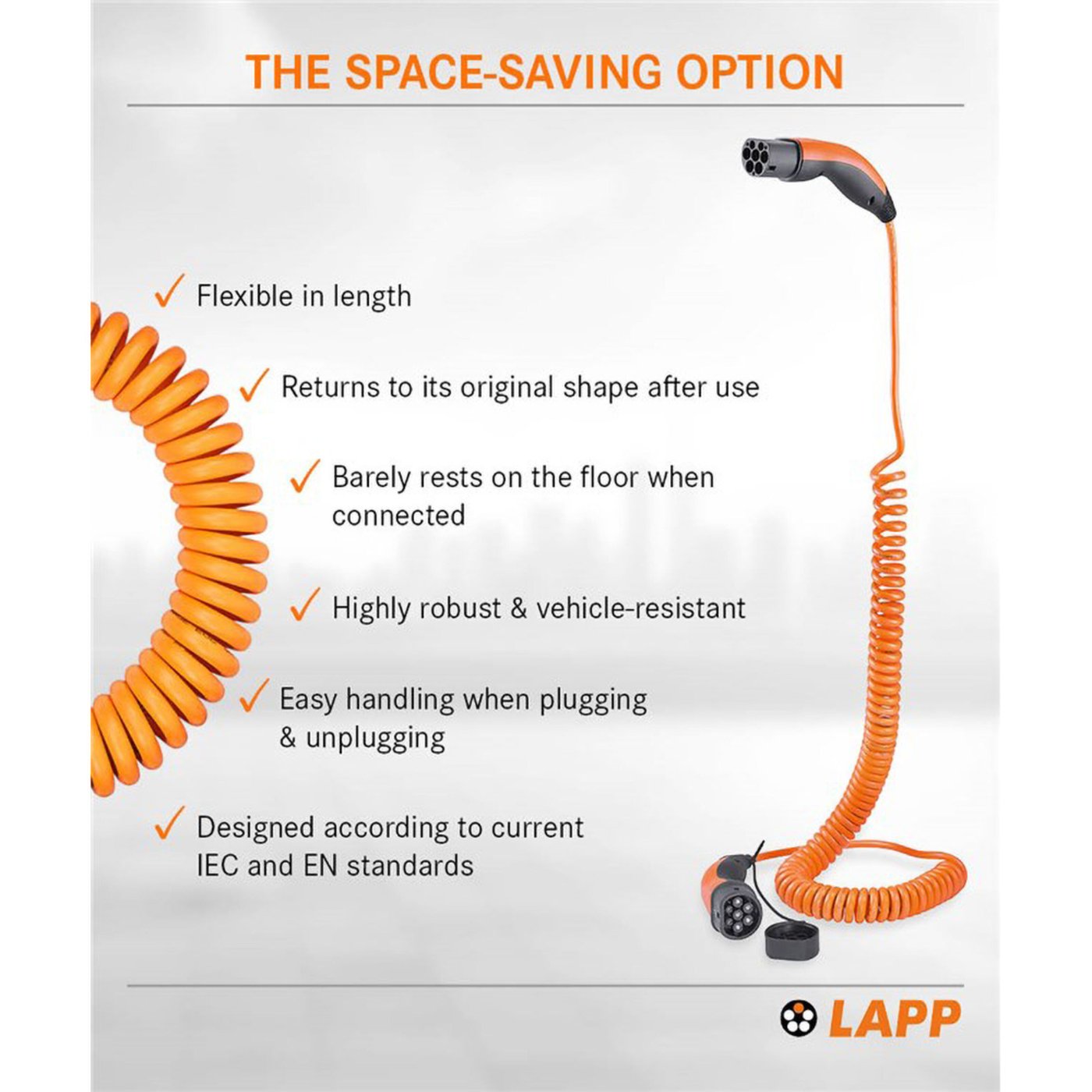 Ladekabel for elbil 11 kW - spiralkabel 5 m
