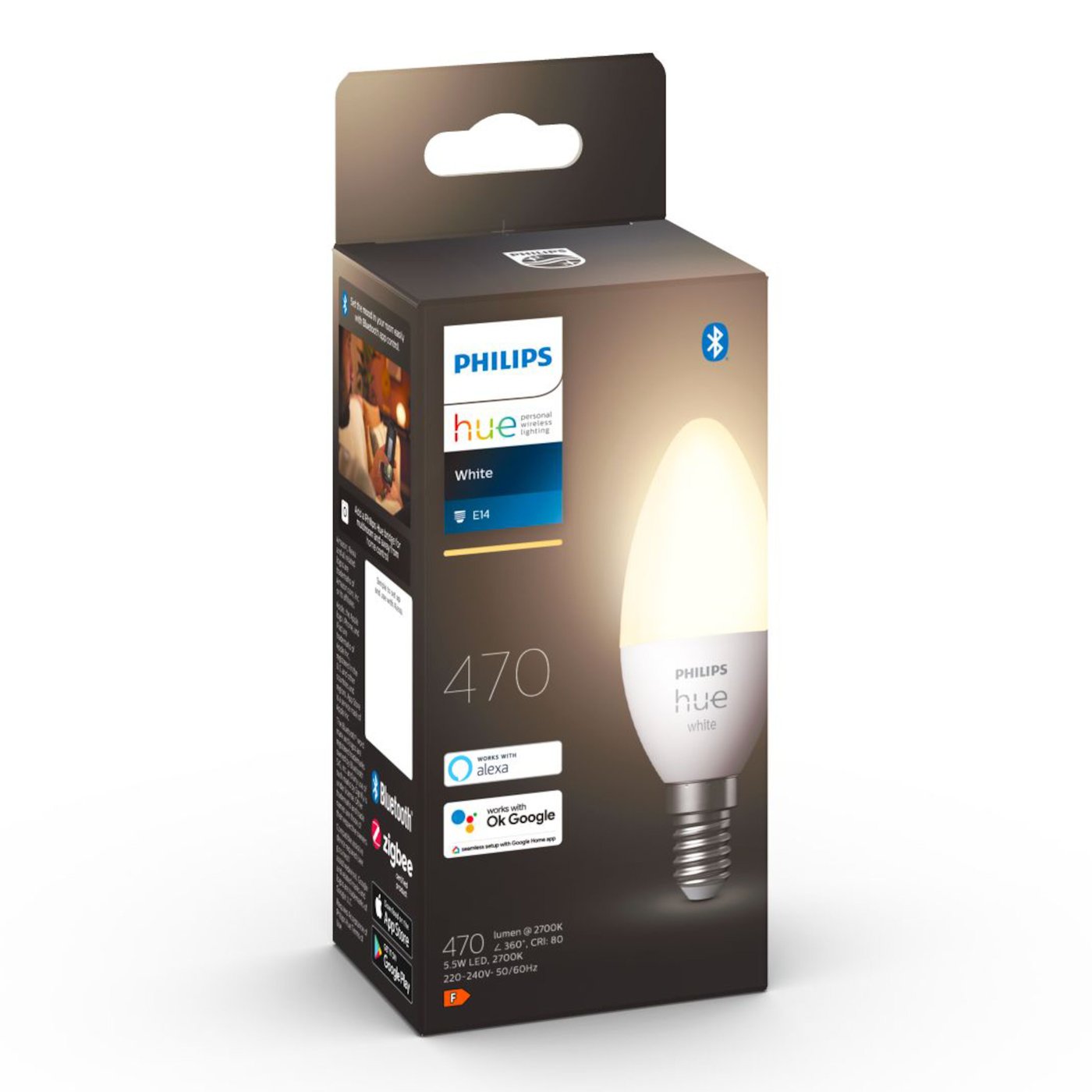 Philips Hue White Smart LED-pære E14 470 lm 1-pk.