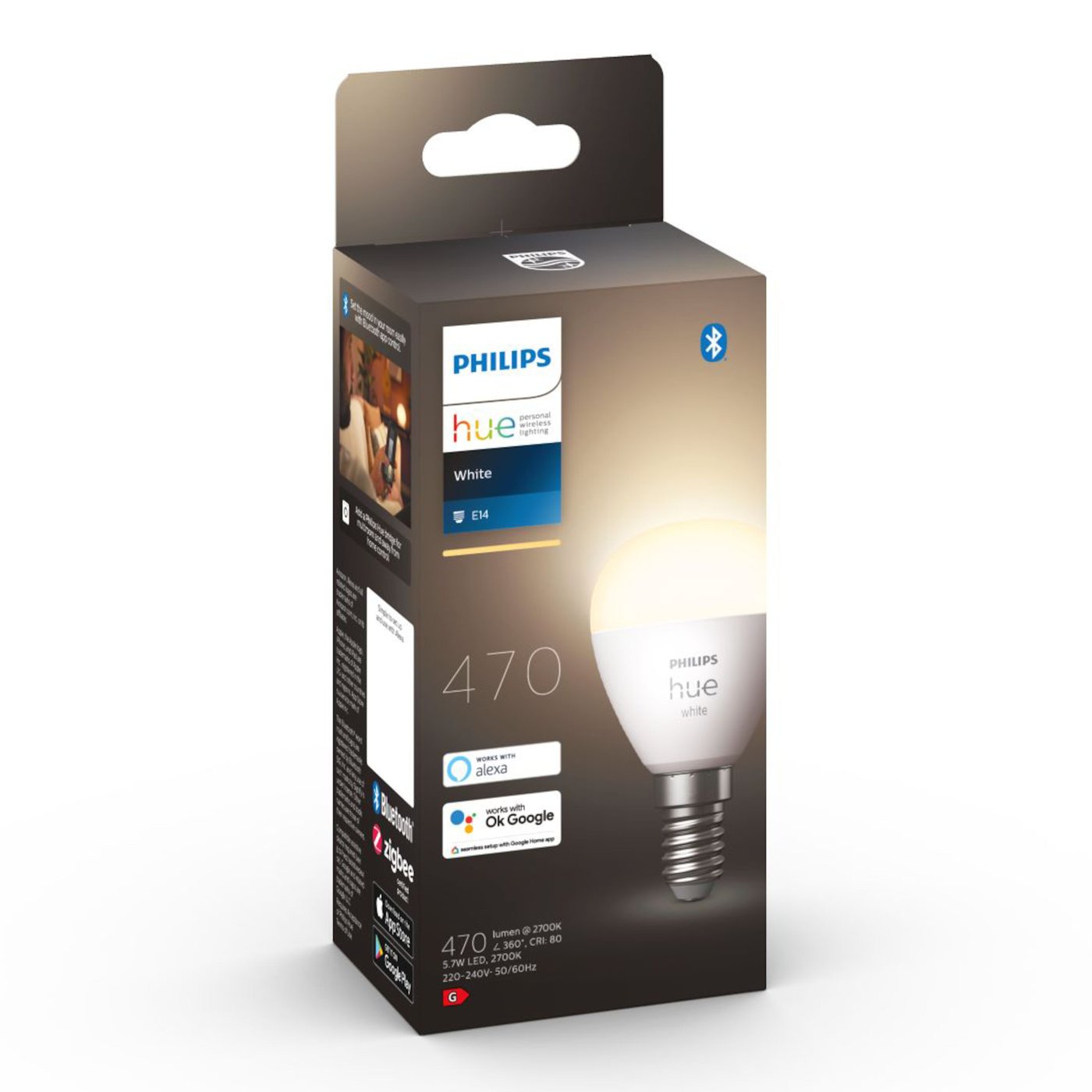 Philips Hue Luster Smart LED-pære E14 470 lm 1-pk.