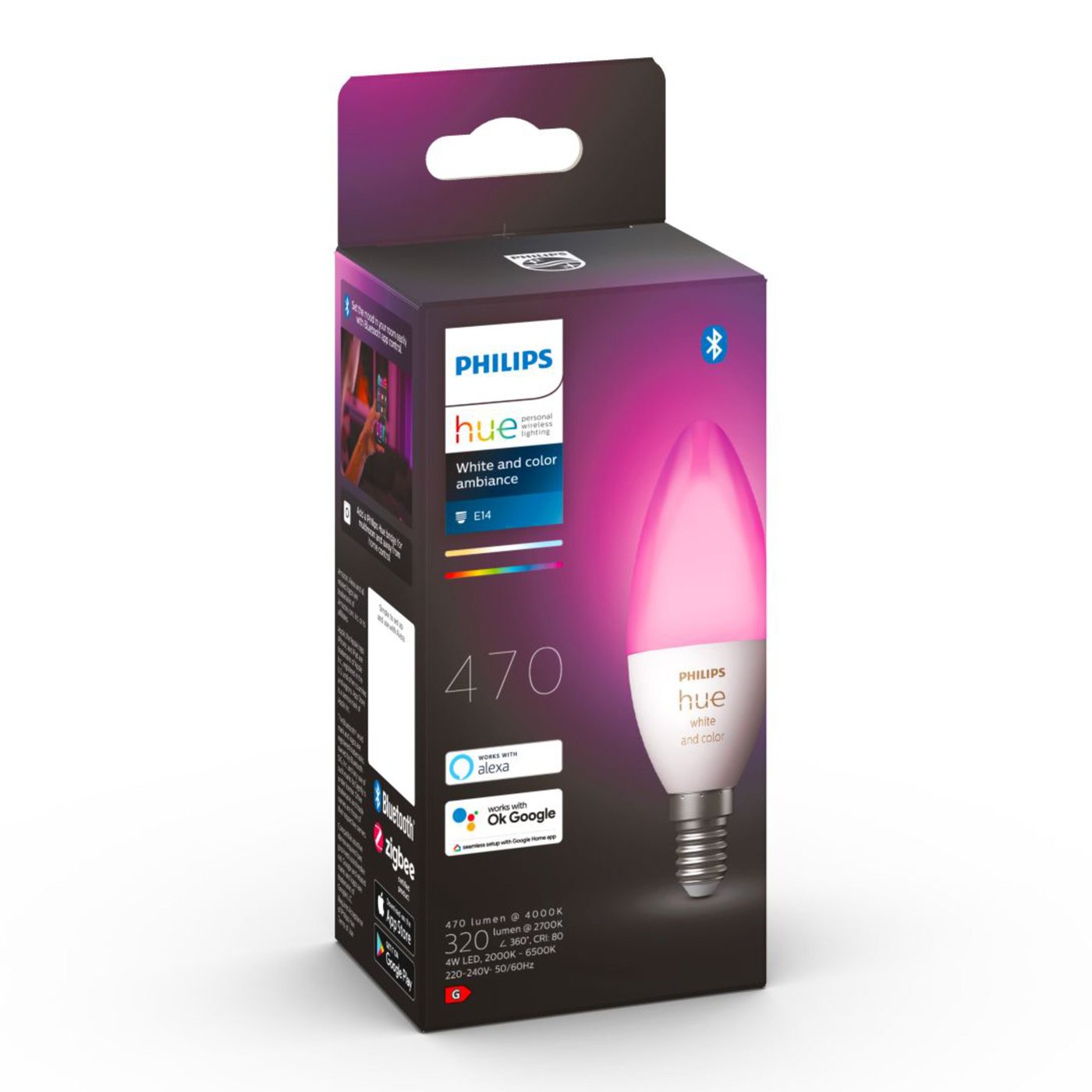 Philips Hue Color Ambiance Smart LED-pære E14 470 lm 1-pk.