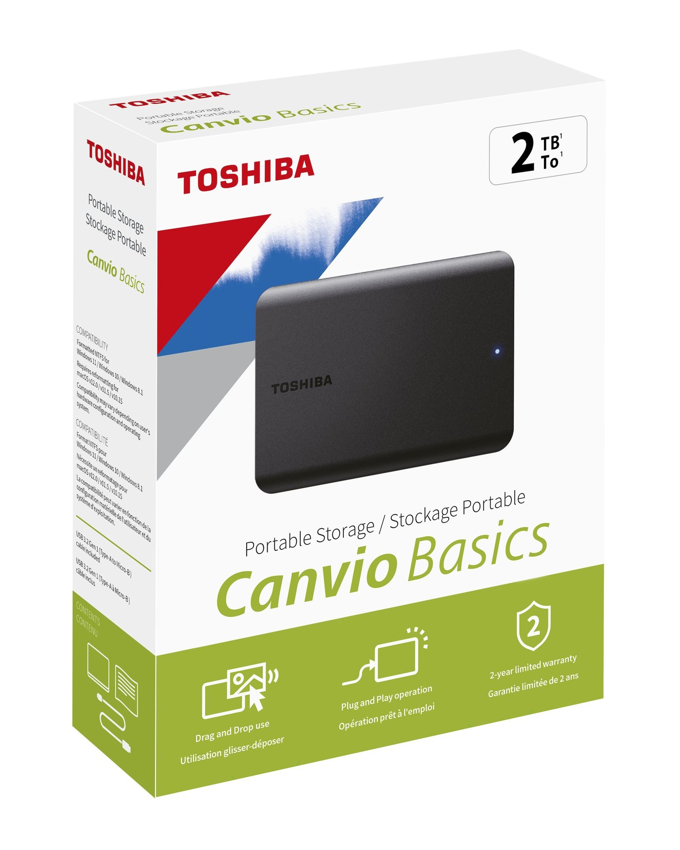 Toshiba Canvio Basics Ekstern harddisk 2 TB