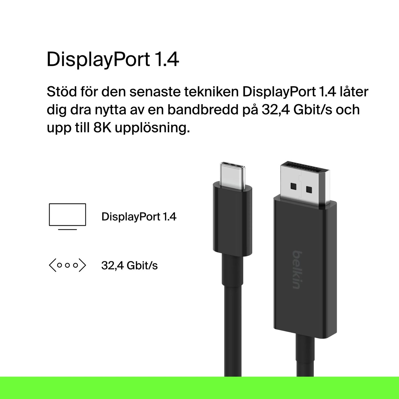 Belkin USB-C-kabel till Displayport 8K/60 Hz 2 m
