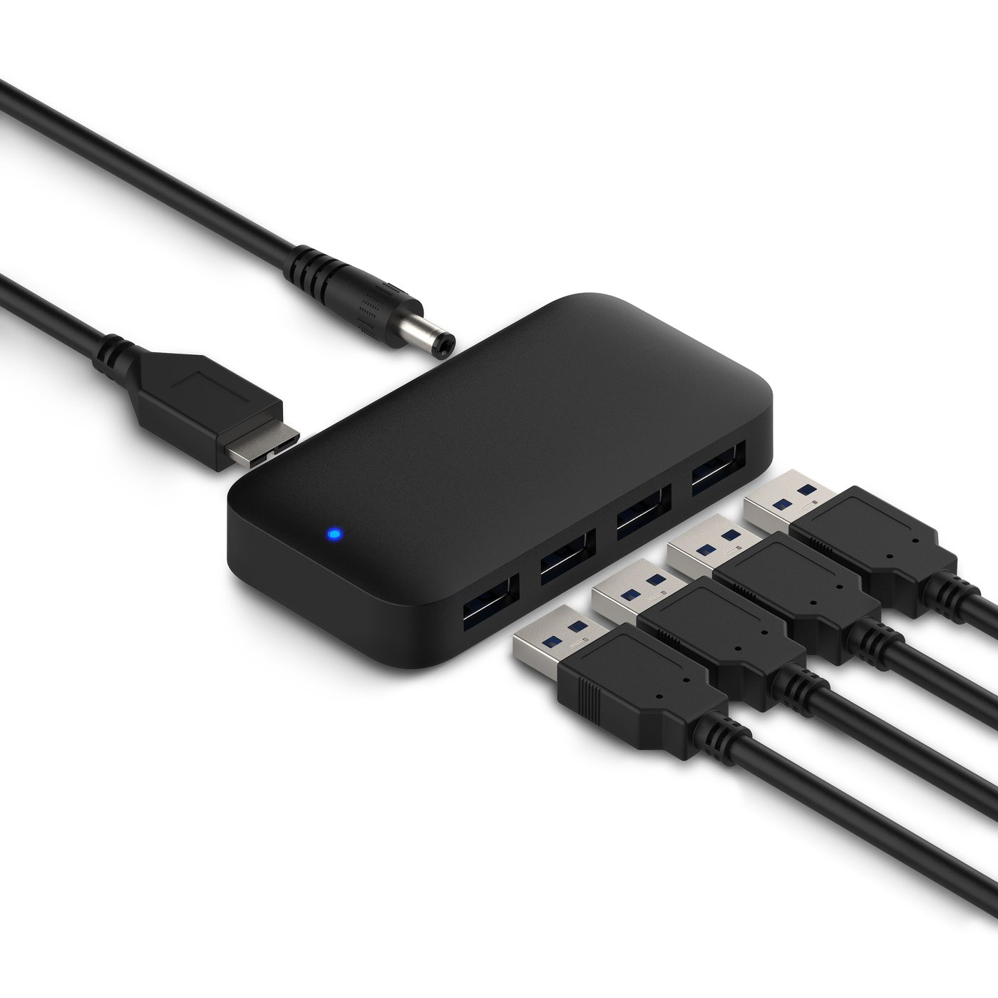 Plexgear USB 5 Gb/s-hub med strømforsyning, 4-veis