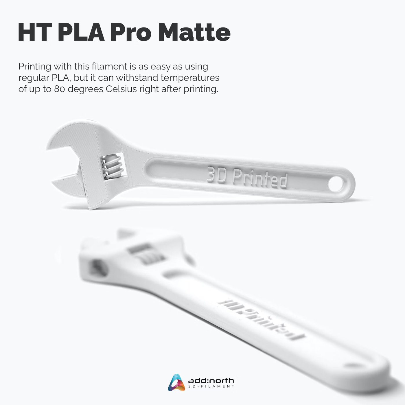 Addnorth HT-PLA Pro-filament for 3D-skriver - Matte White