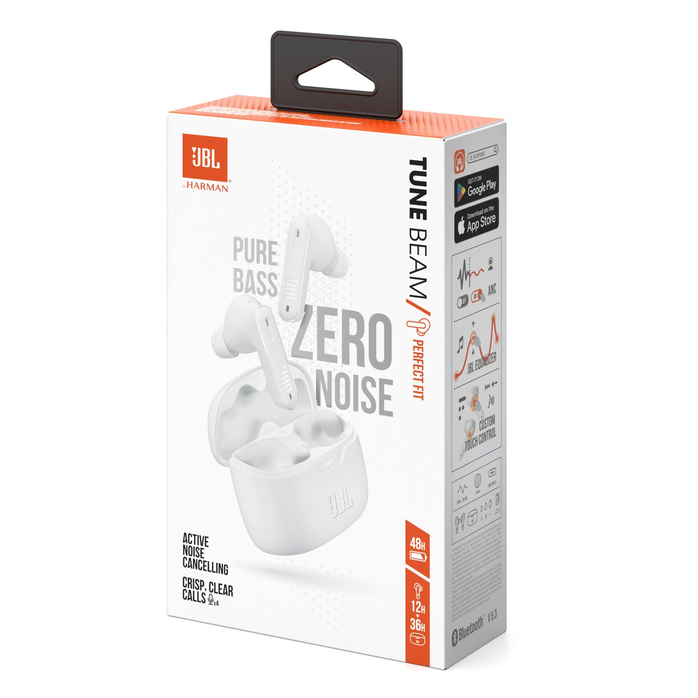 JBL Tune Beam Trådløse hodetelefoner med aktiv støydemping Hvit