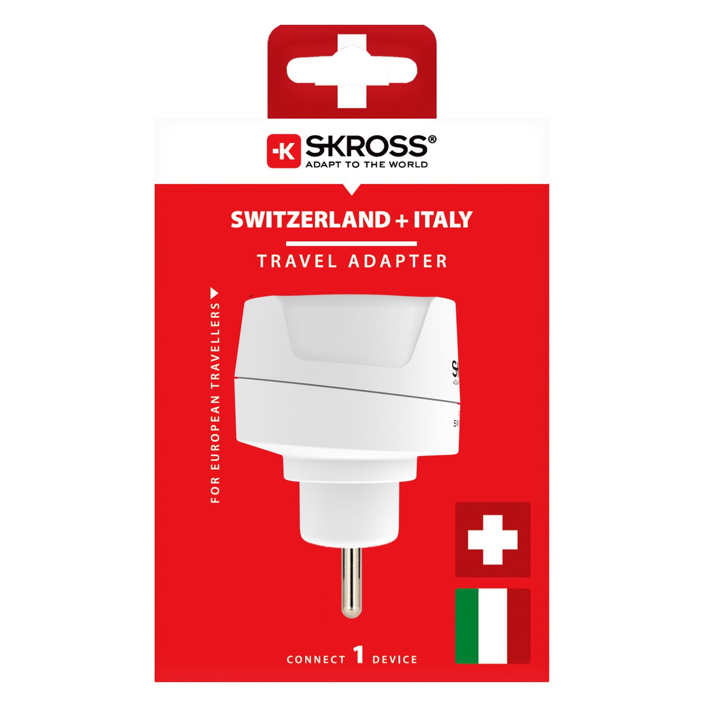 Skross Jordad reseadapter Schweiz, Italien och Brasilien