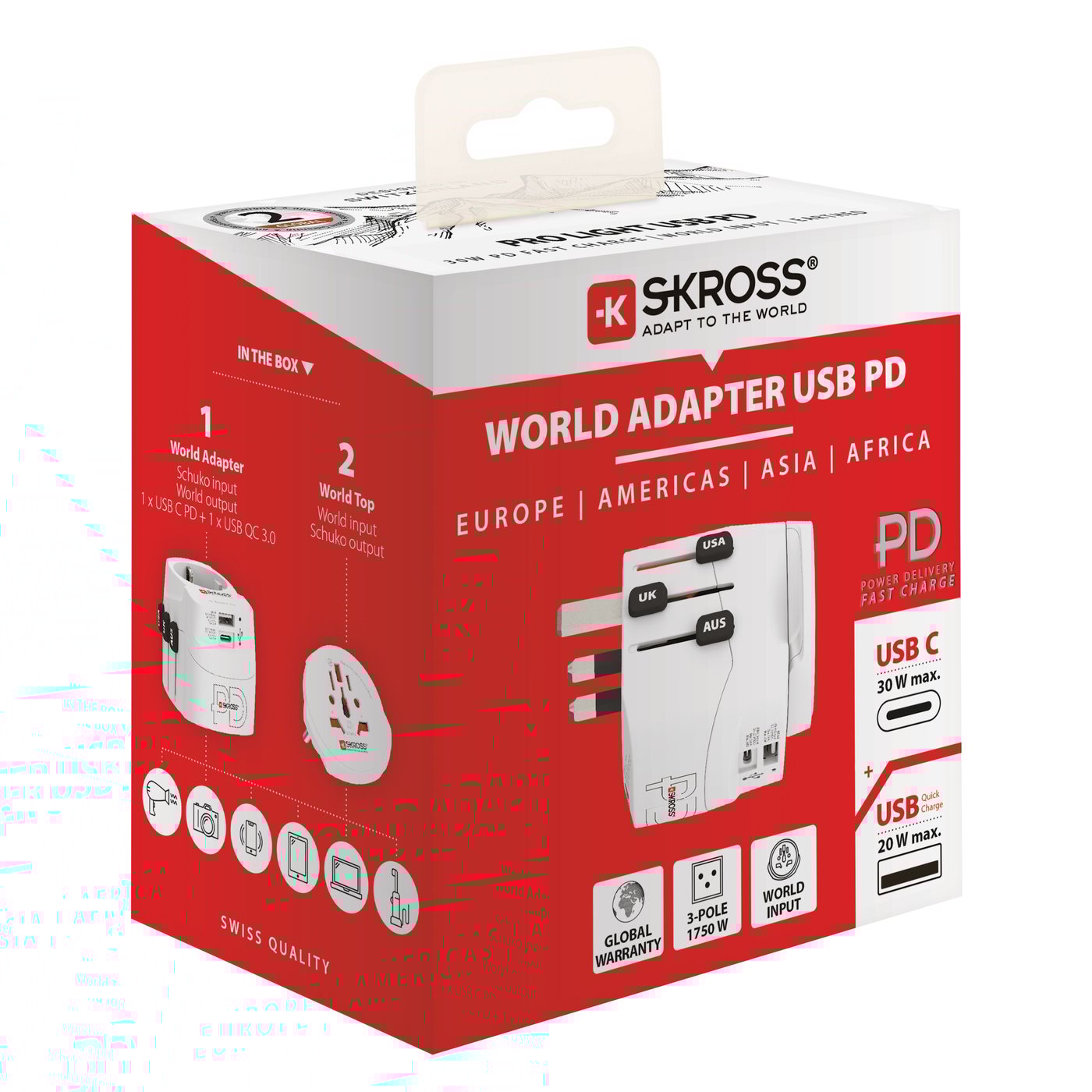Skross Jordet reiseadapter - universal med USB-uttak