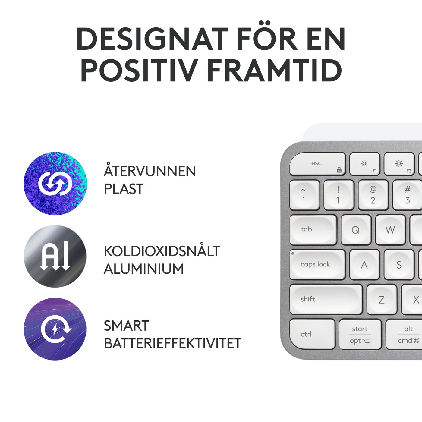 Logitech MX Keys S Trådlöst tangentbord Pale Grey