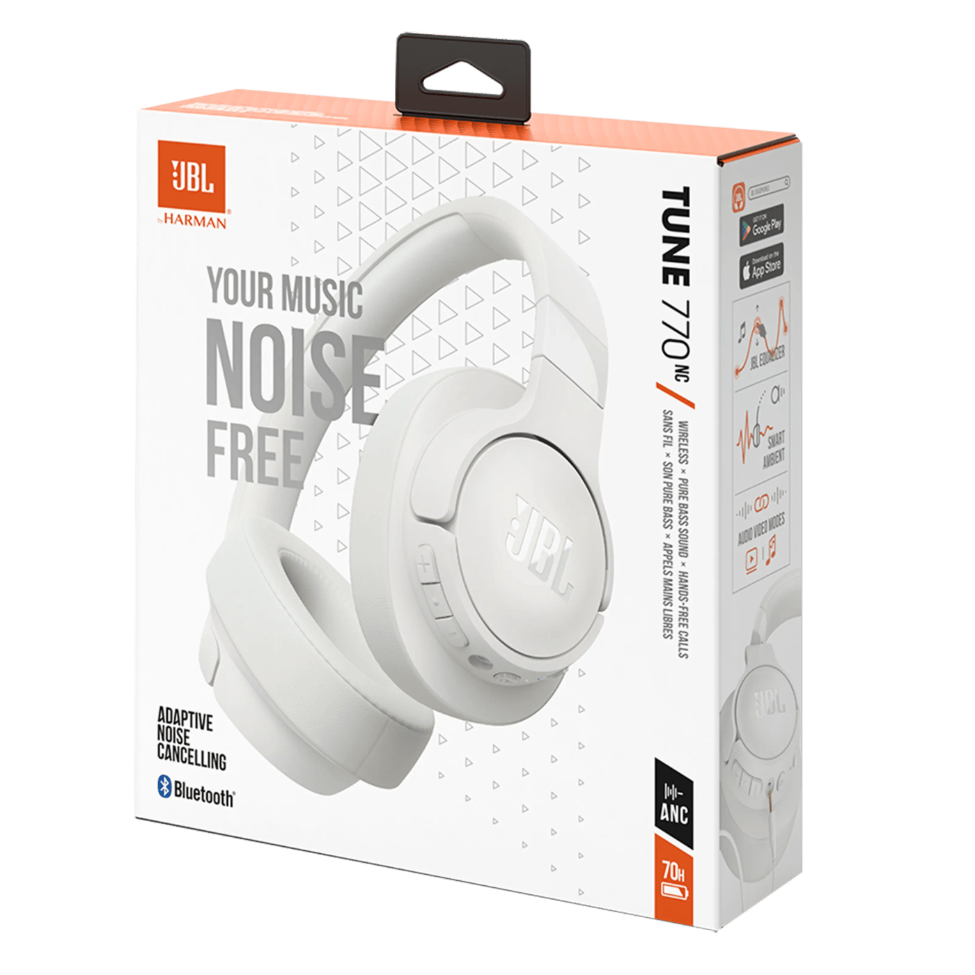 JBL Tune 770NC Trådløse hodetelefoner Hvit