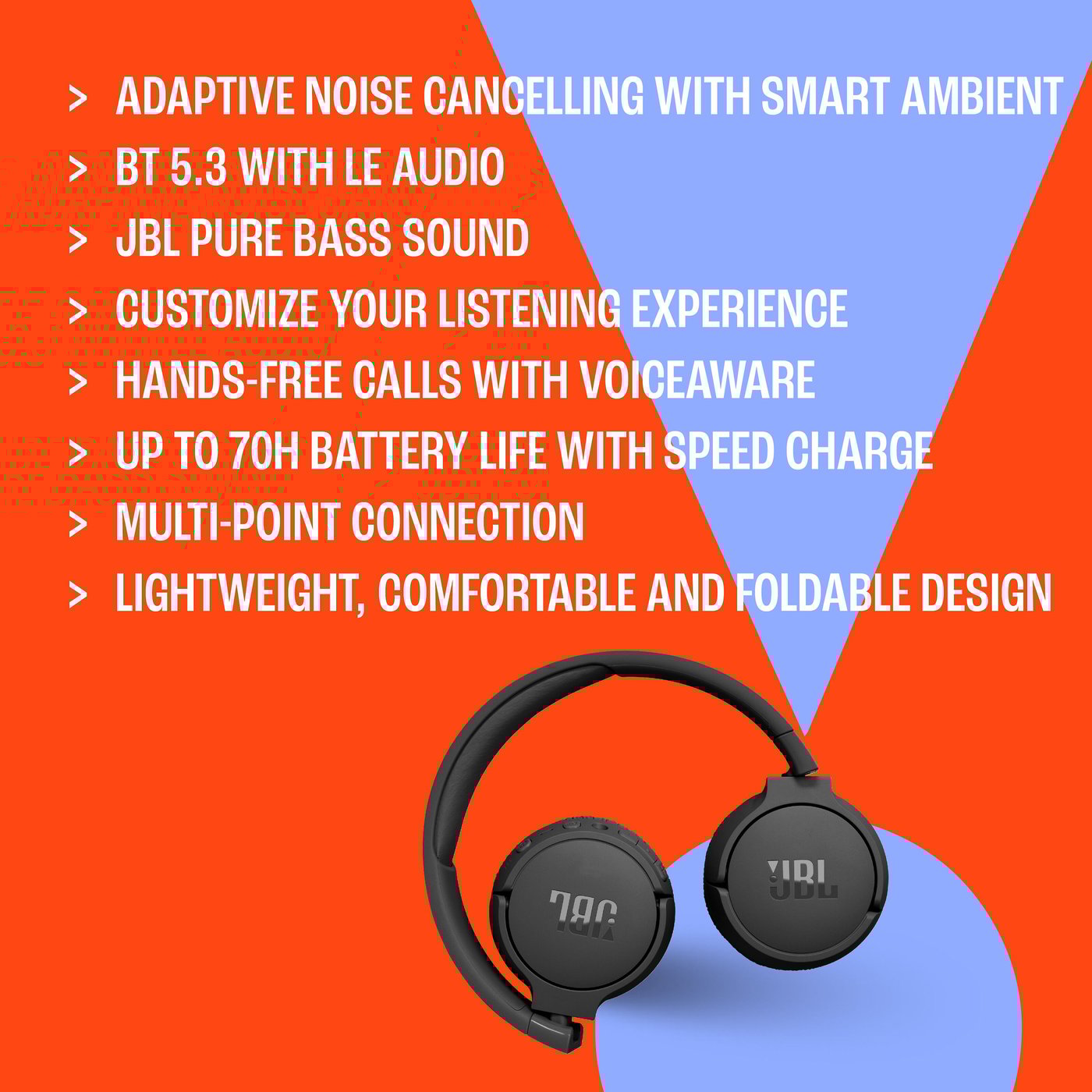 JBL Tune 670 NC Trådløse hodetelefoner Hvit