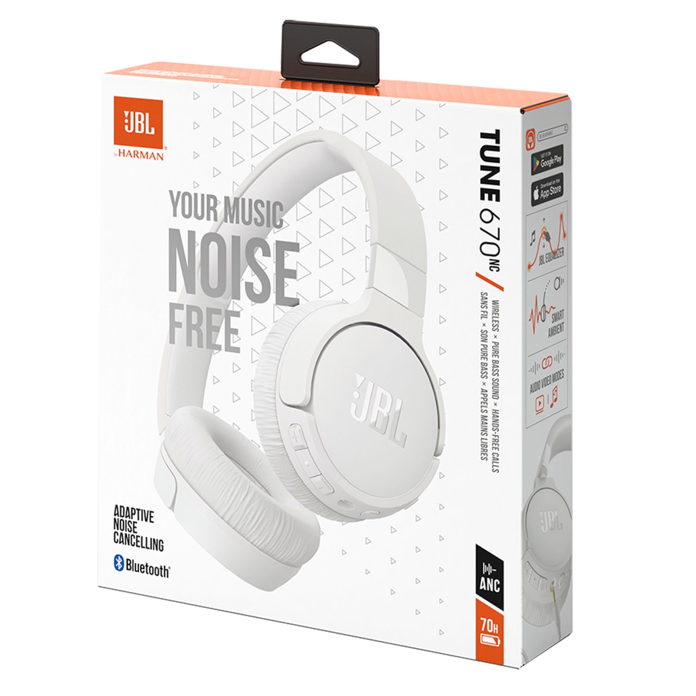 JBL Tune 670 NC Trådløse hodetelefoner Hvit