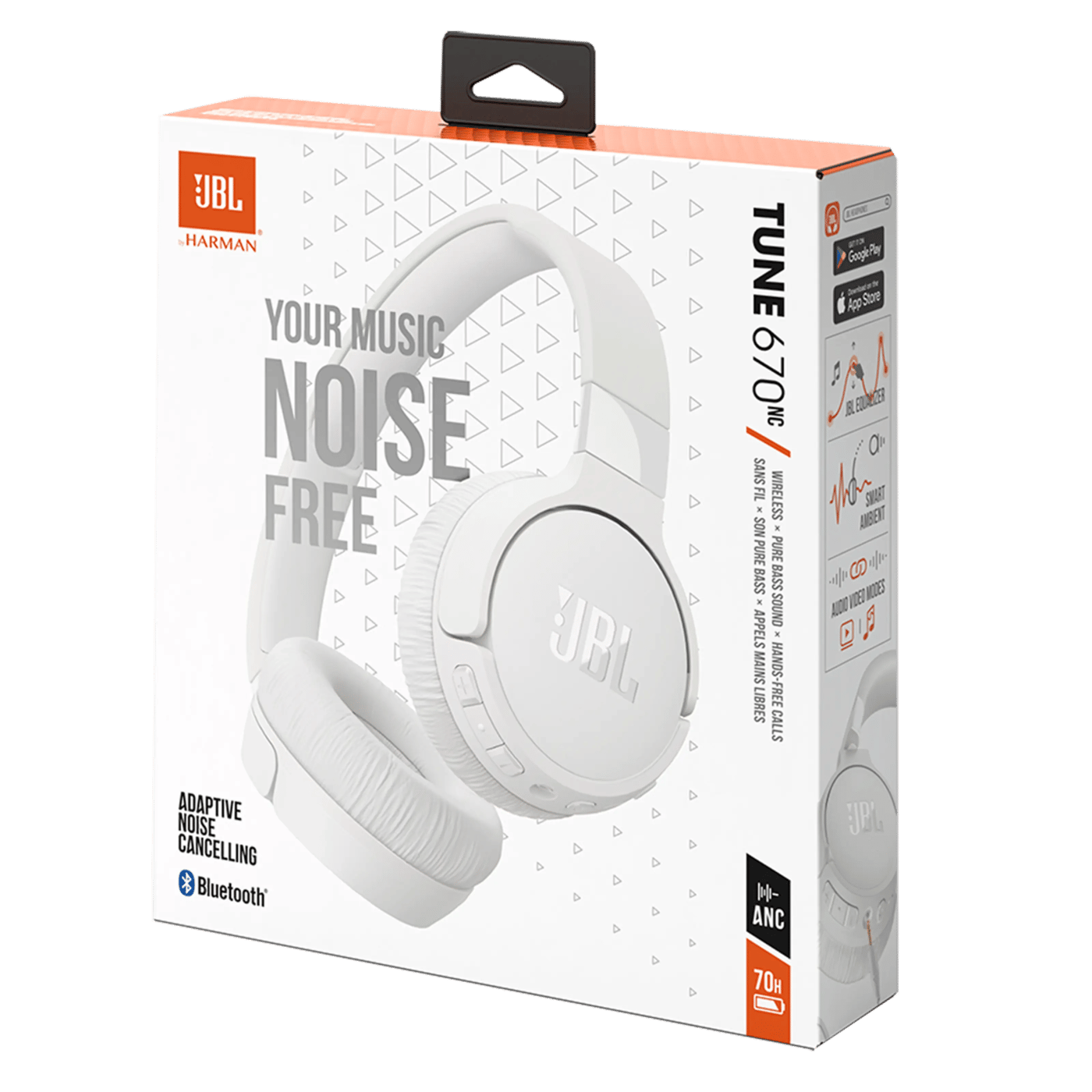 JBL Tune 670 NC Trådløse hodetelefoner Hvit