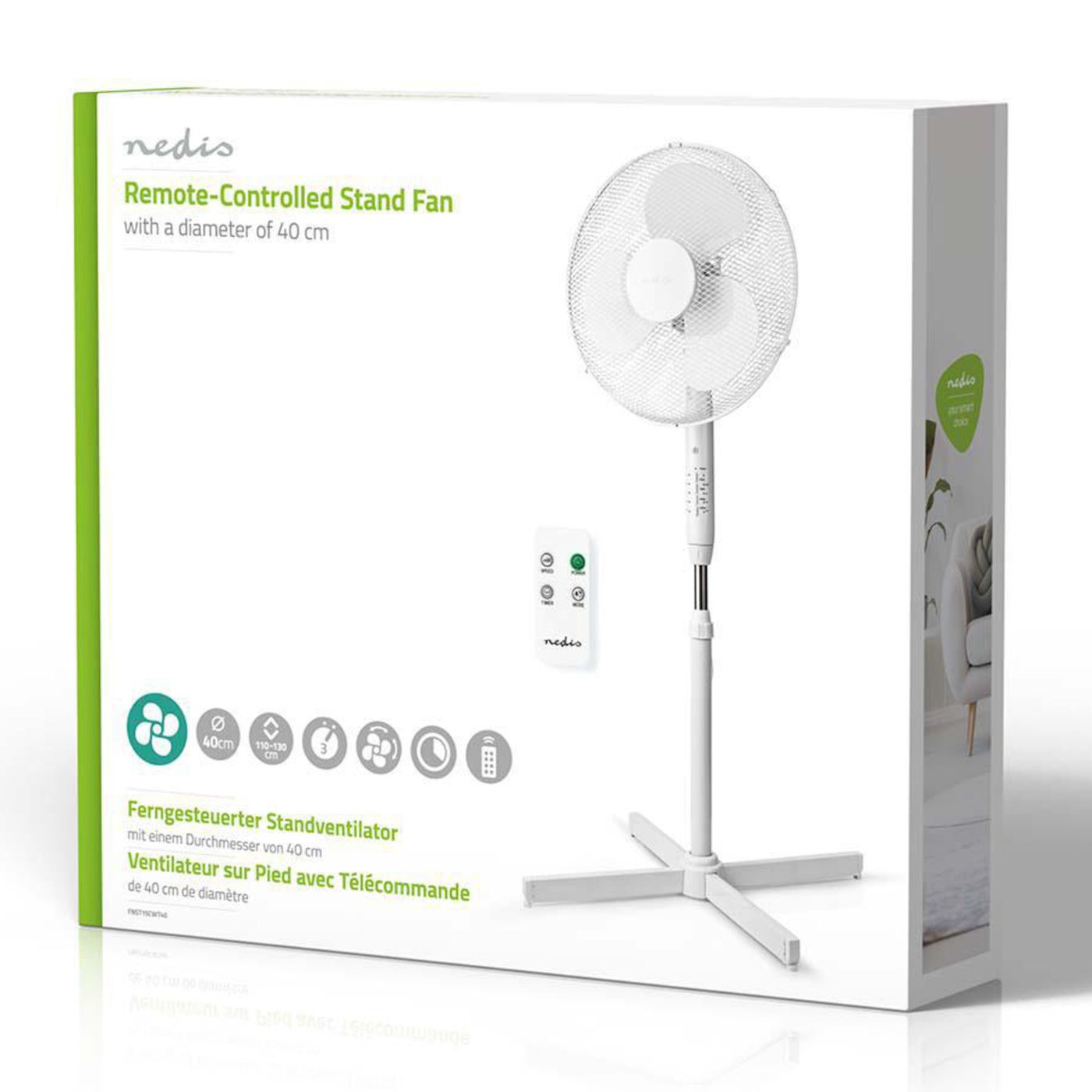 Nedis Gulvvifte med fjernkontroll Ø40 cm