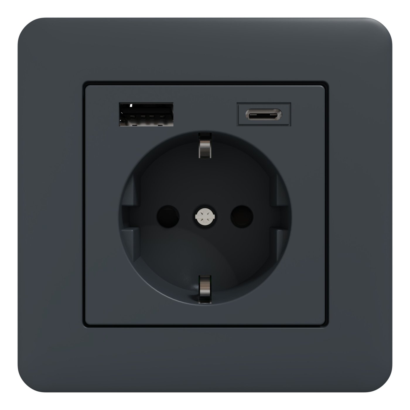 Schneider Electric Exxact Jordet vegguttak med USB-porter Svart