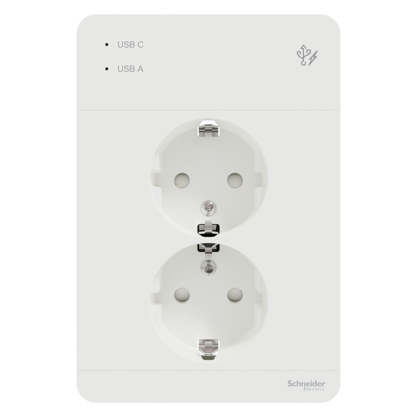 Schneider Electric Exxact Jordet vegguttak med USB-porter Hvit