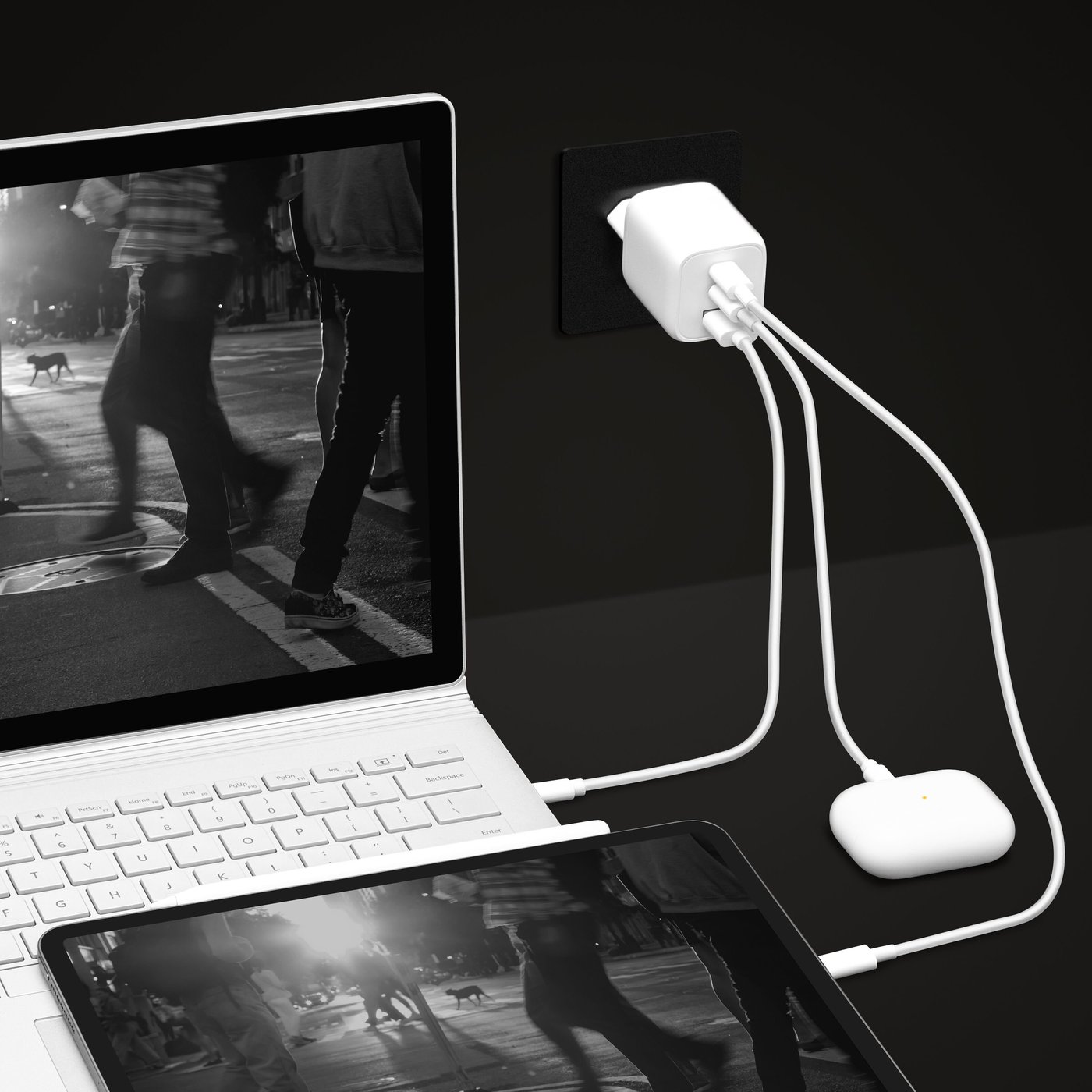 Linocell Premium GaN USB-C laddare med PD 65 W Vit